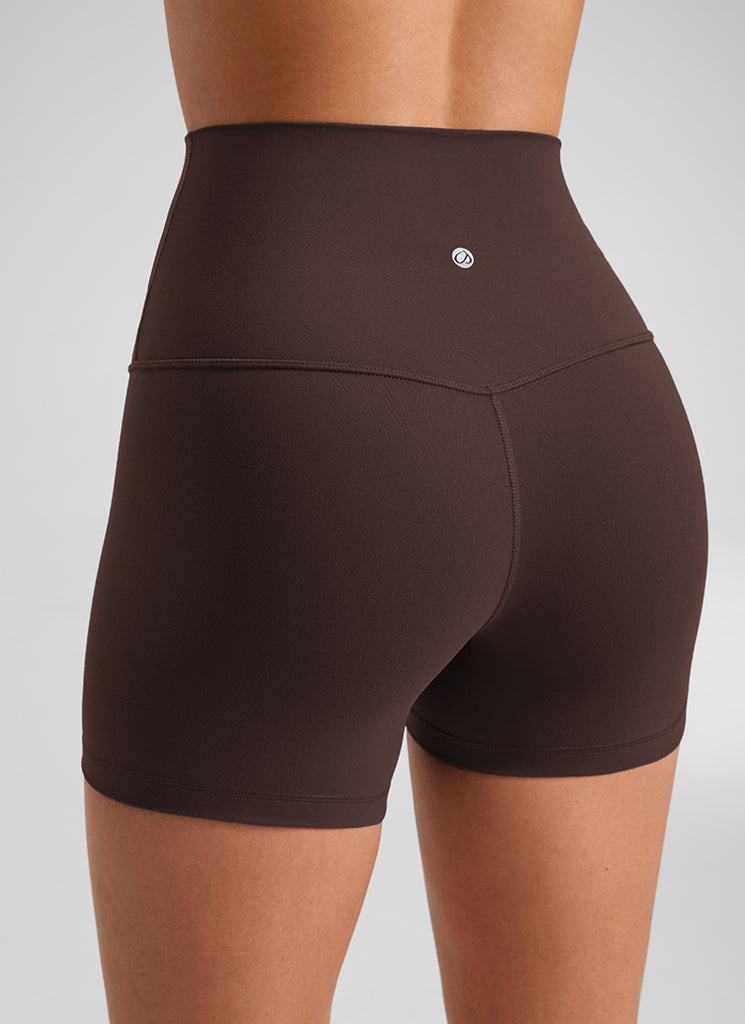 CRZ YOGA  Butterluxe Leggings Cortos con Cintura Alta de 4 Pulgadas Marrón Fudge Caliente