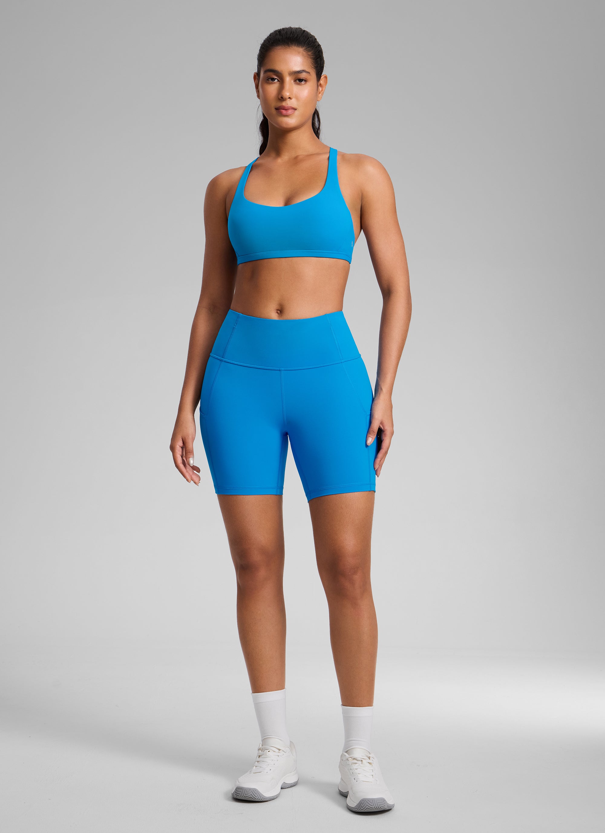 CRZ YOGA Sujetador Deportivo de Yoga con Bajo Impacto para Mujer Azul Malgache