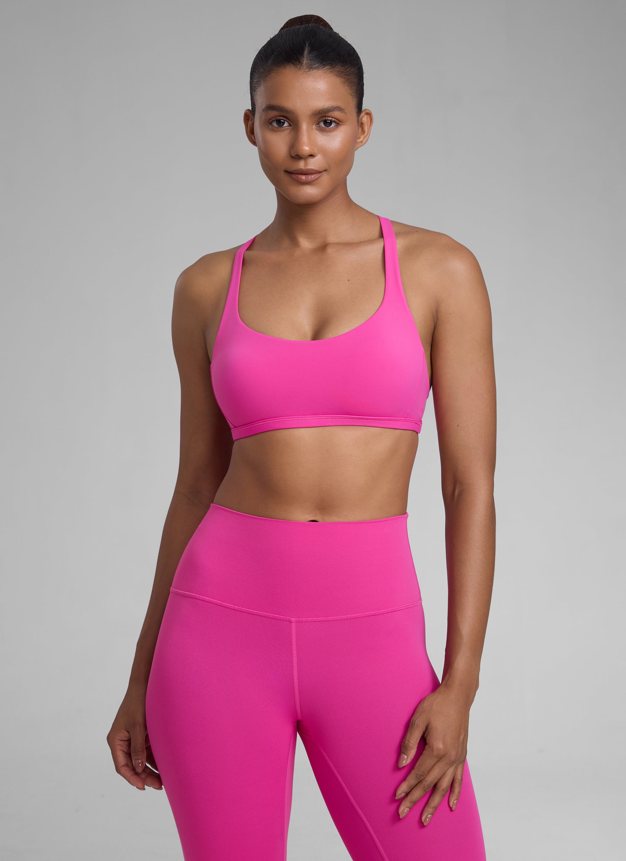 CRZ YOGA Sujetador Deportivo de Yoga con Bajo Impacto para Mujer Púrpura Hibisco