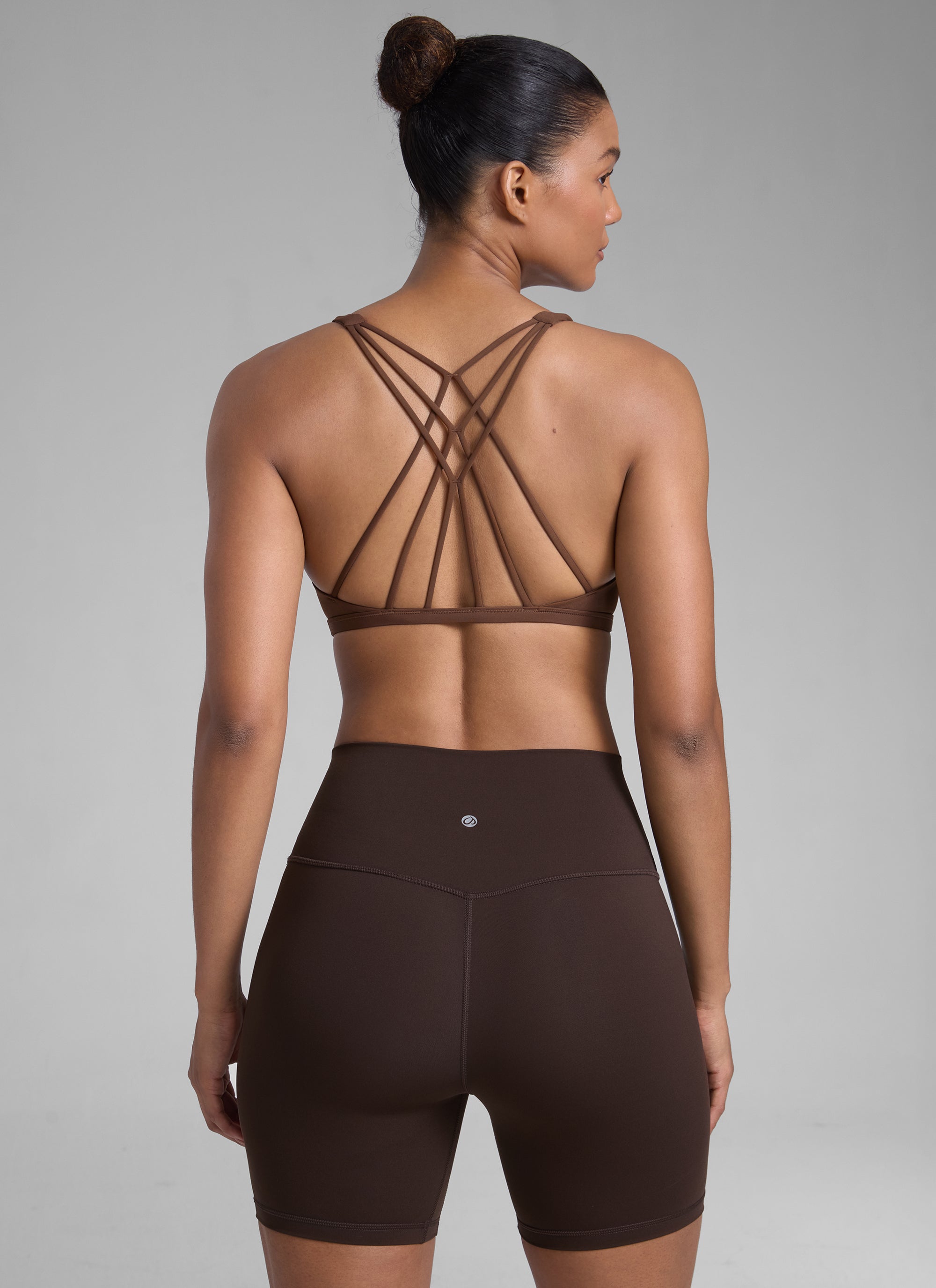 CRZ YOGA Sujetador Deportivo de Yoga con Bajo Impacto para Mujer Café Morena