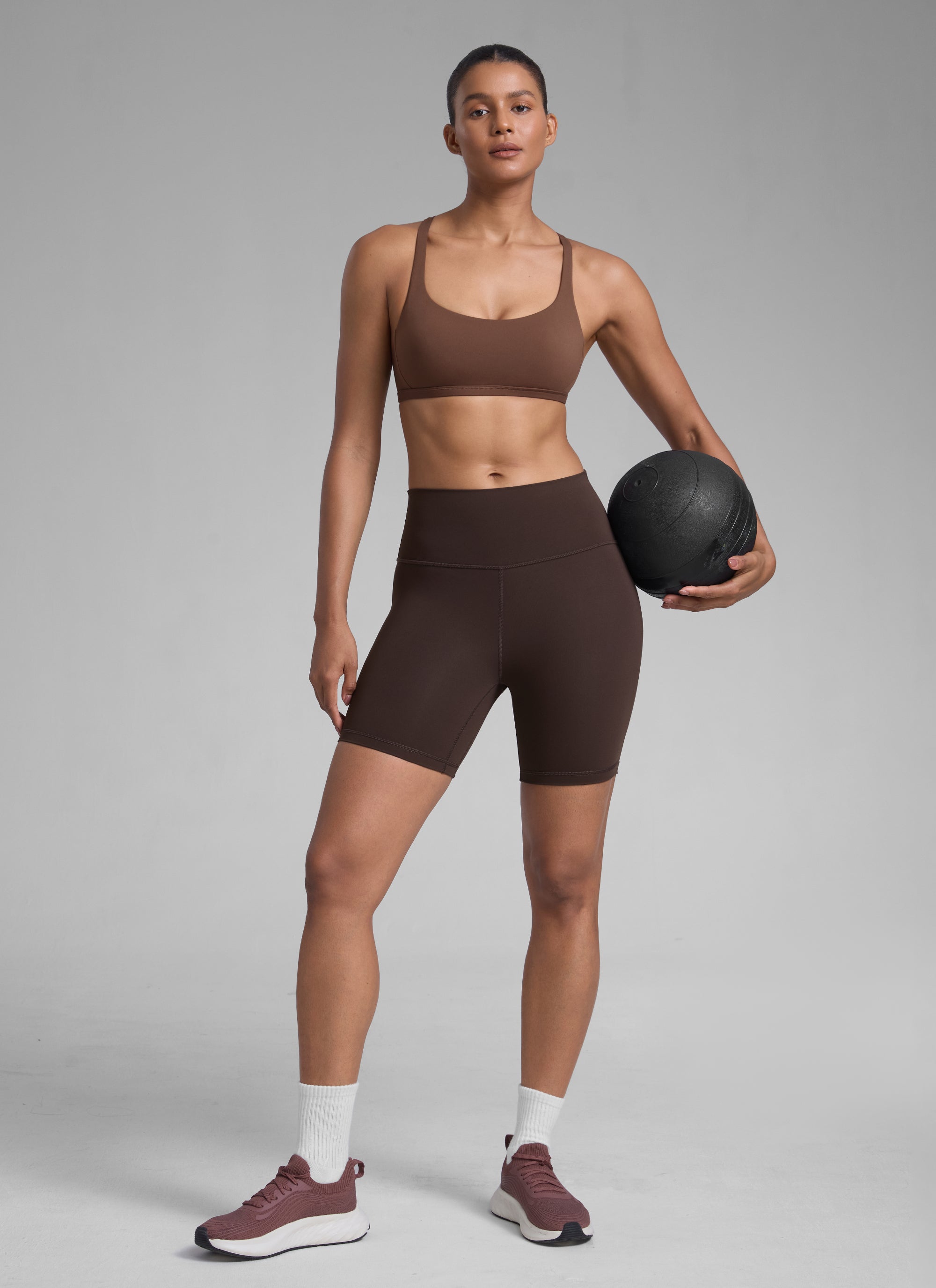 CRZ YOGA Sujetador Deportivo de Yoga con Bajo Impacto para Mujer Café Morena