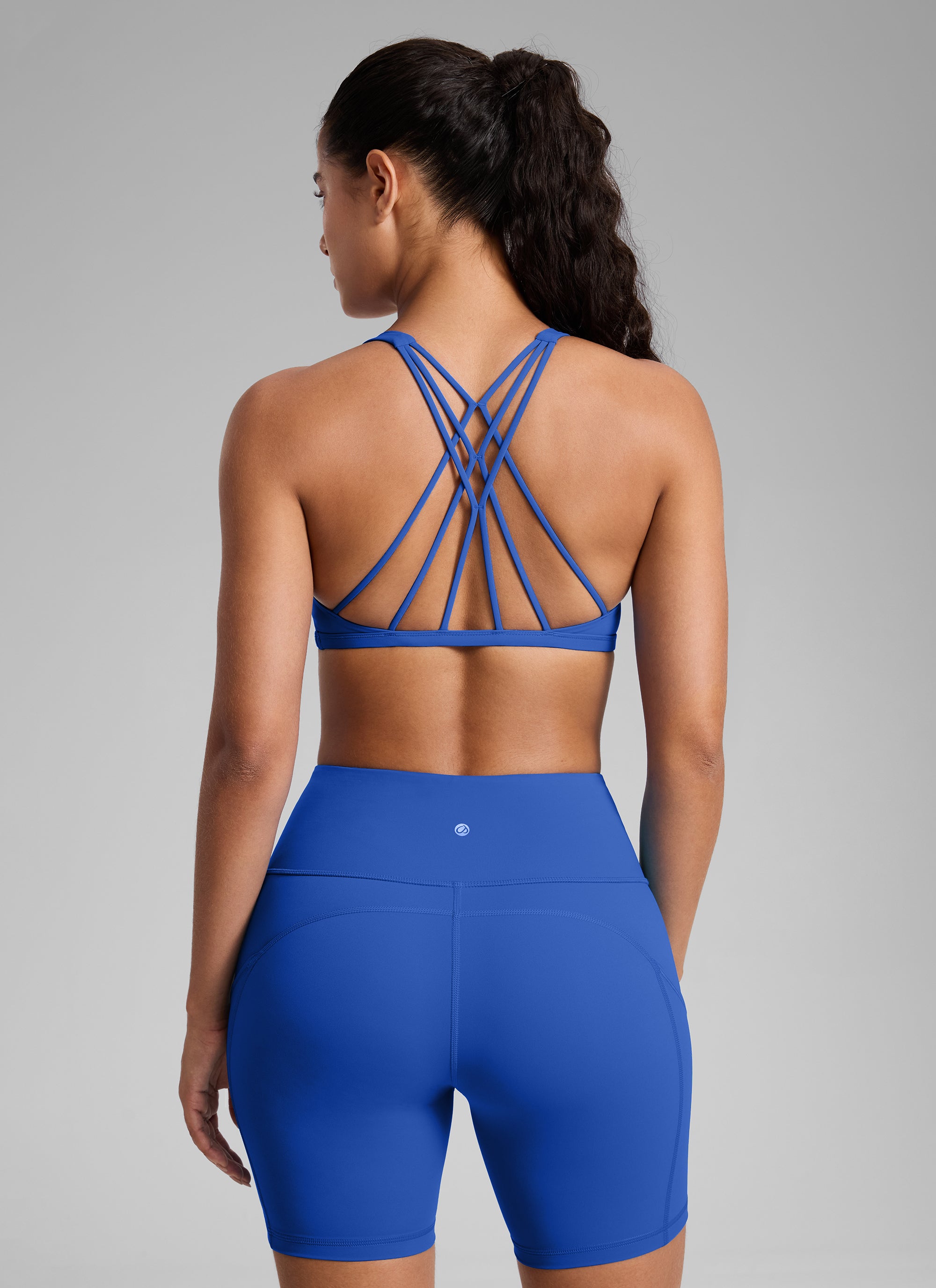 CRZ YOGA Sujetador Deportivo de Yoga con Bajo Impacto para Mujer Azul Ondulante