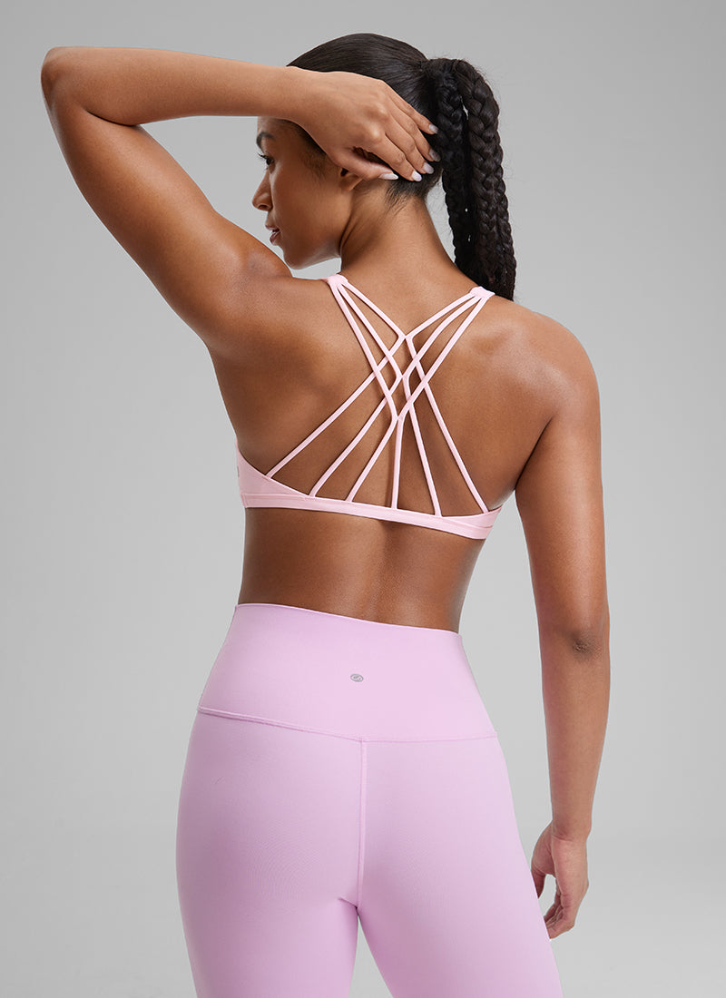 CRZ YOGA Sujetador Deportivo de Yoga con Bajo Impacto para Mujer Rosa Fresa
