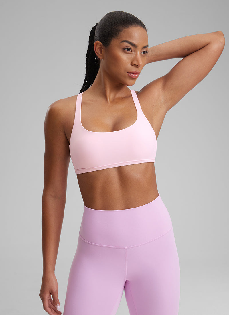 CRZ YOGA Sujetador Deportivo de Yoga con Bajo Impacto para Mujer Rosa Fresa