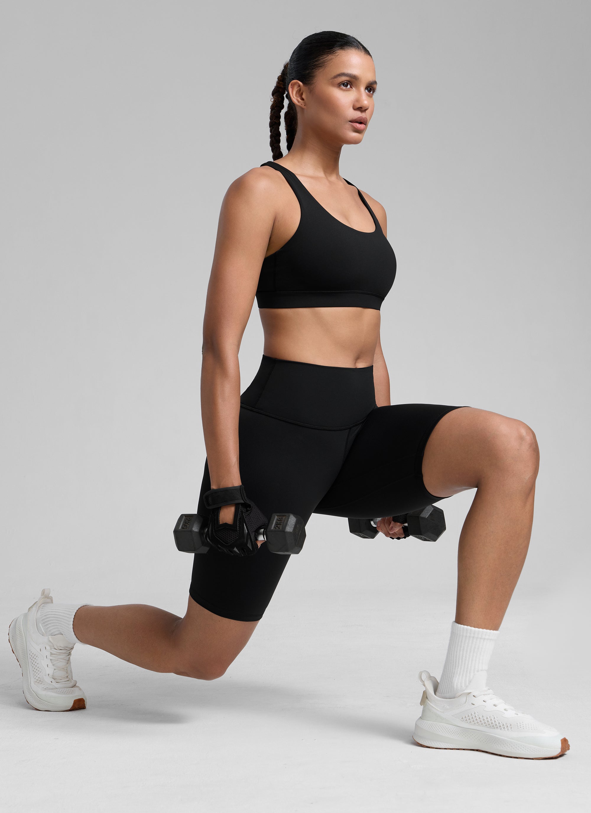 CRZ YOGA Sujetador de Sujeción Media con Espalda Cruzada para Mujer Negro