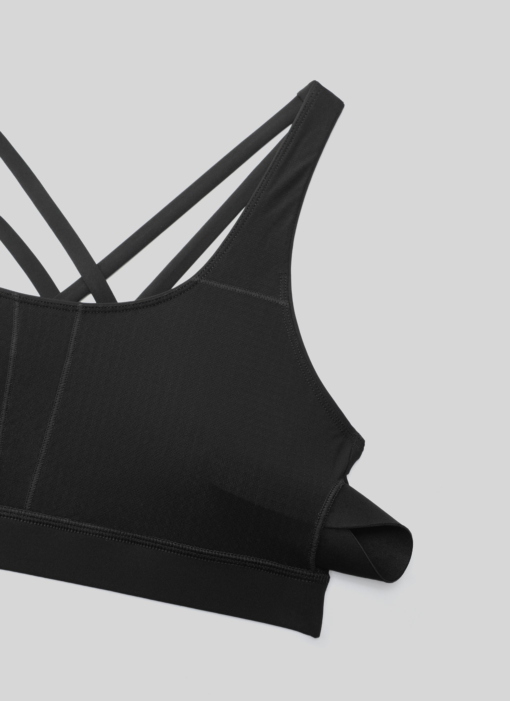 CRZ YOGA Sujetador de Sujeción Media con Espalda Cruzada para Mujer Negro