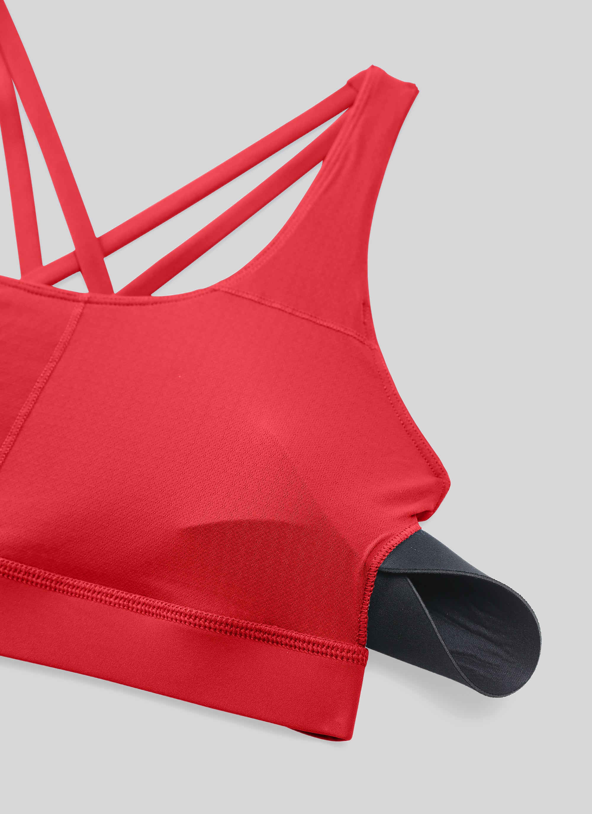 CRZ YOGA Sujetador de Sujeción Media con Espalda Cruzada para Mujer carmesí