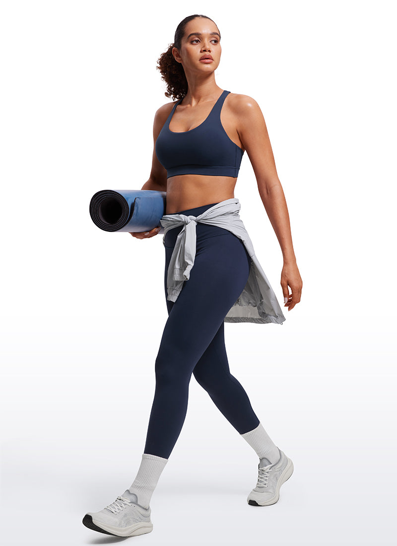 CRZ YOGA Sujetador de Sujeción Media con Espalda Cruzada para Mujer Armada