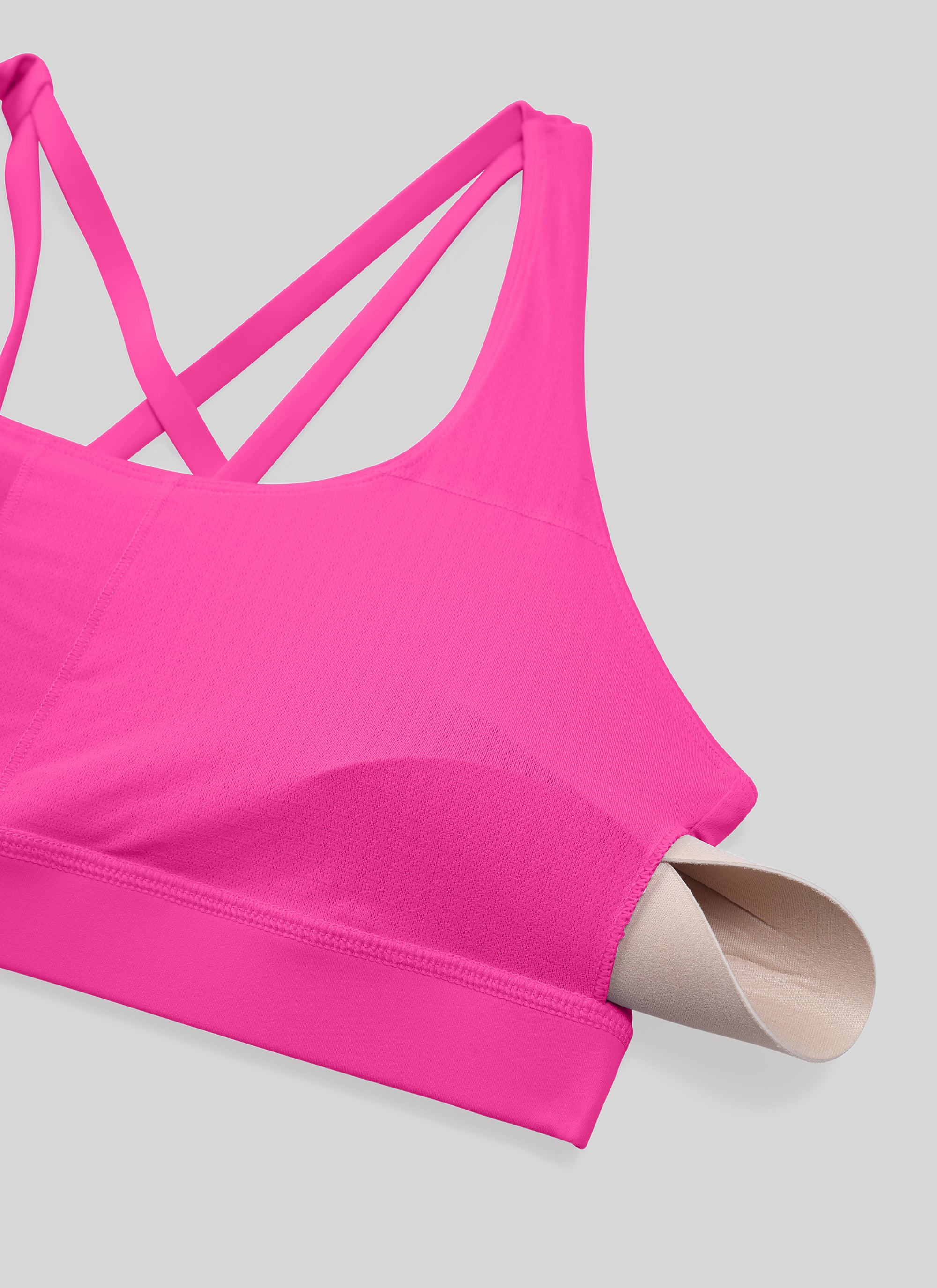 CRZ YOGA Sujetador de Sujeción Media con Espalda Cruzada para Mujer Púrpura Hibisco