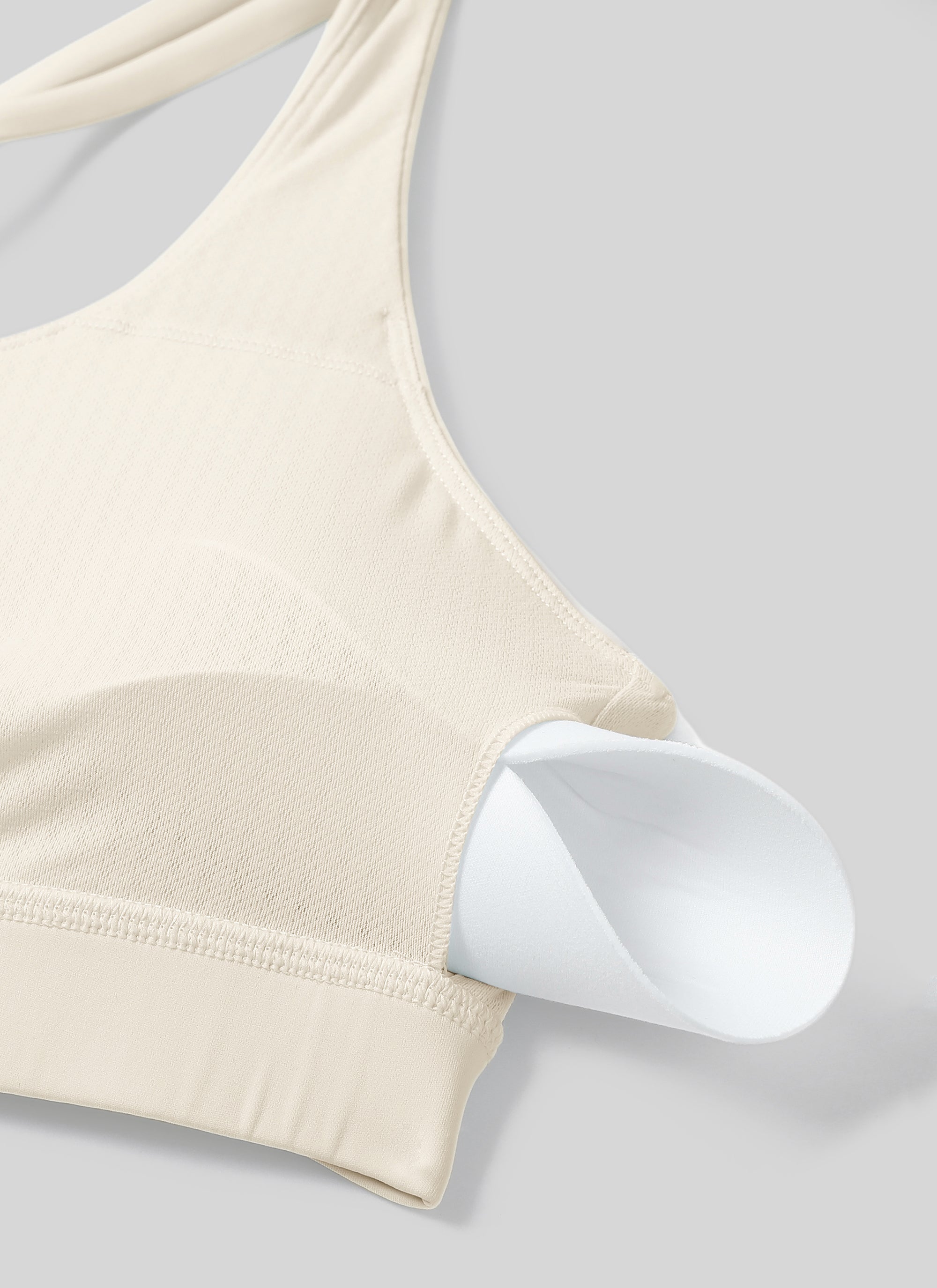 CRZ YOGA Sujetador de Sujeción Media con Espalda Cruzada para Mujer Albaricoque blanco