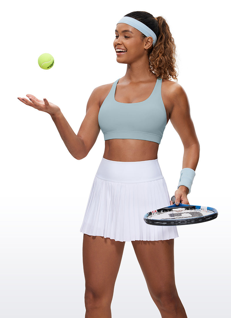 CRZ YOGA Sujetador de Sujeción Media con Espalda Cruzada para Mujer Batista Azul