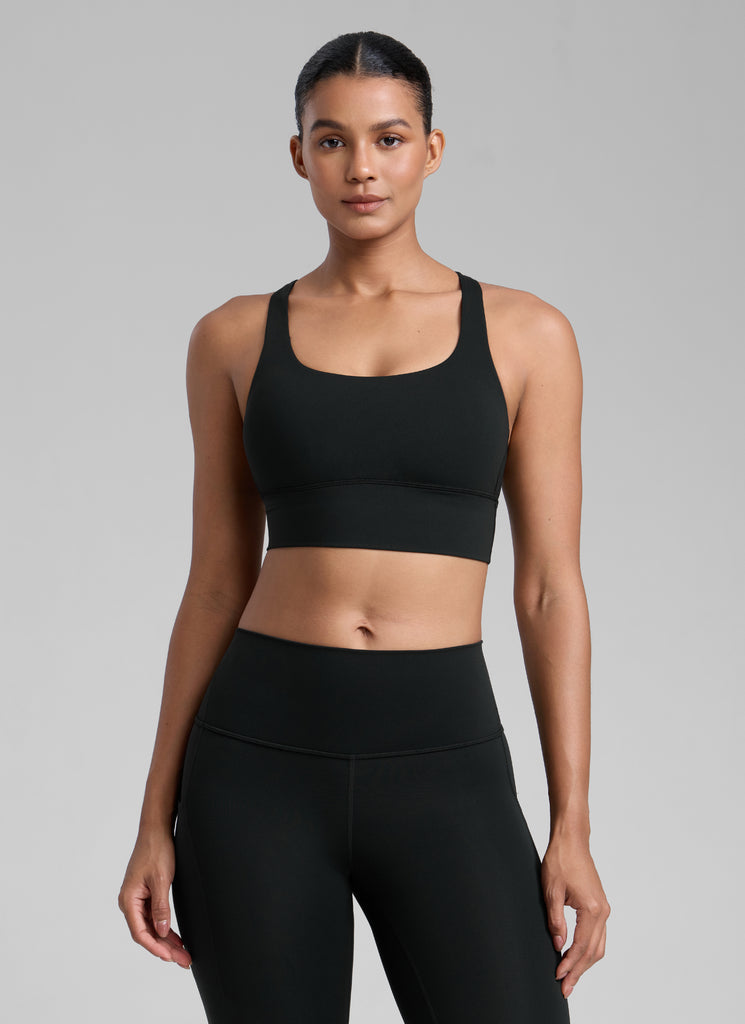 CRZ YOGA Nakedfeel Sujetador Largo con Tirantes y Espalda Cruzada para Mujer Negro