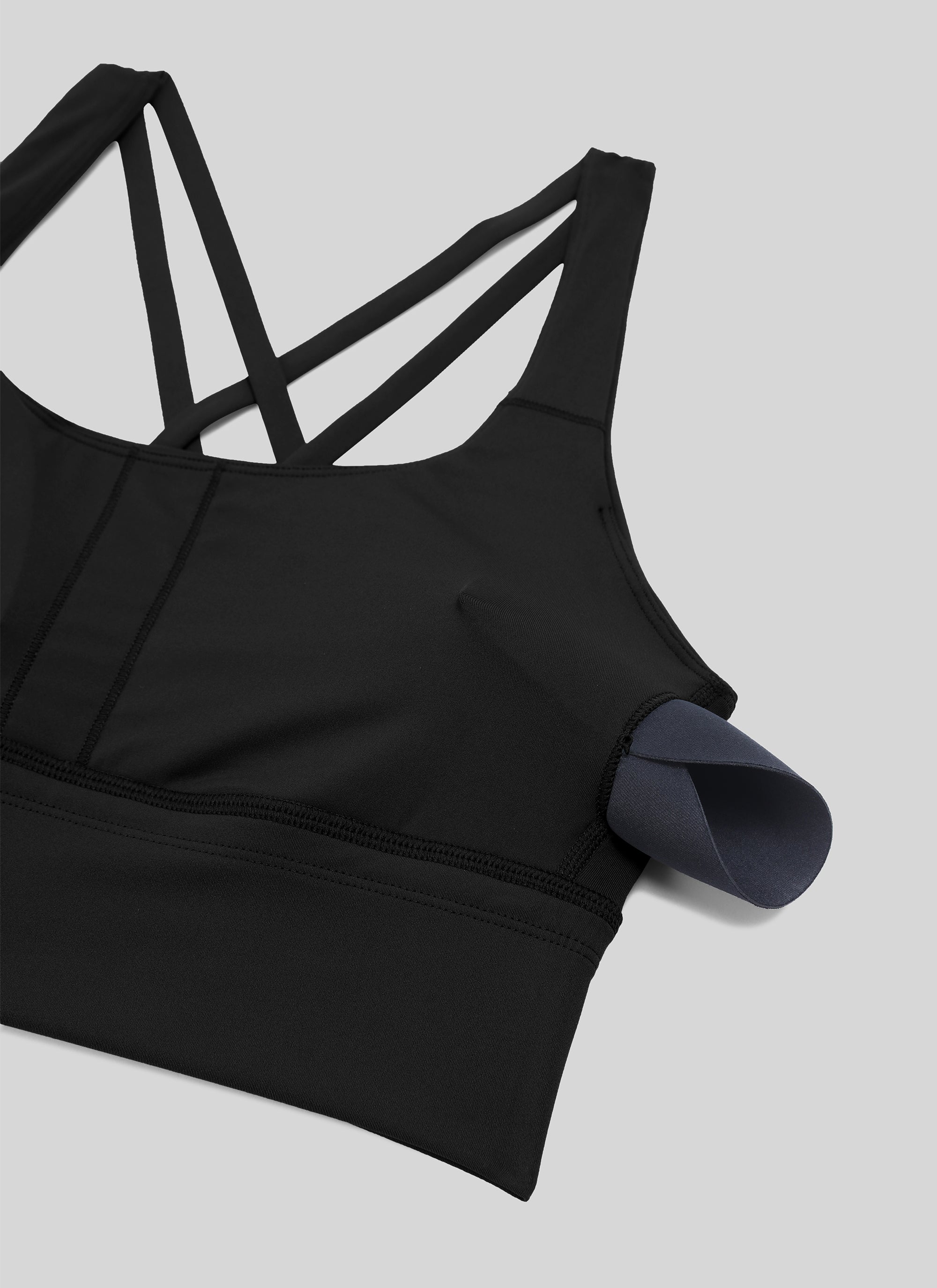 CRZ YOGA Nakedfeel Sujetador Largo con Tirantes y Espalda Cruzada para Mujer Negro