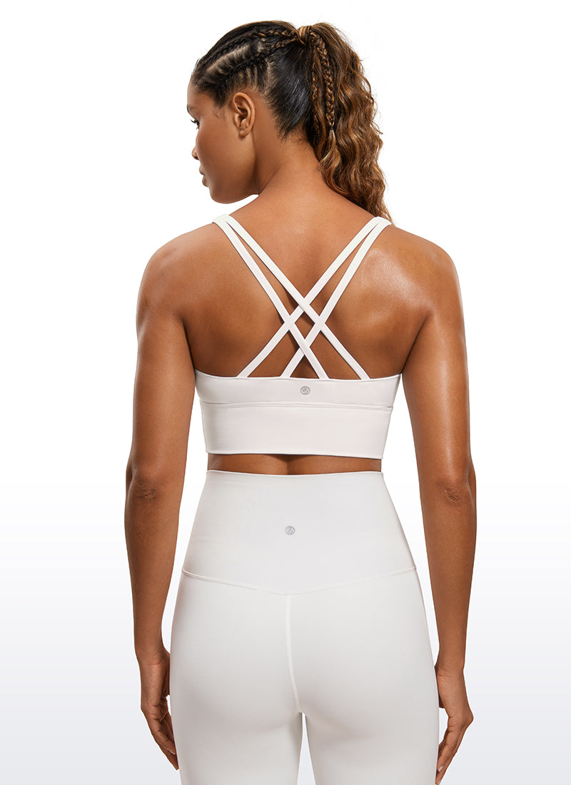 CRZ YOGA Nakedfeel Sujetador Largo con Tirantes y Espalda Cruzada para Mujer Albaricoque blanco