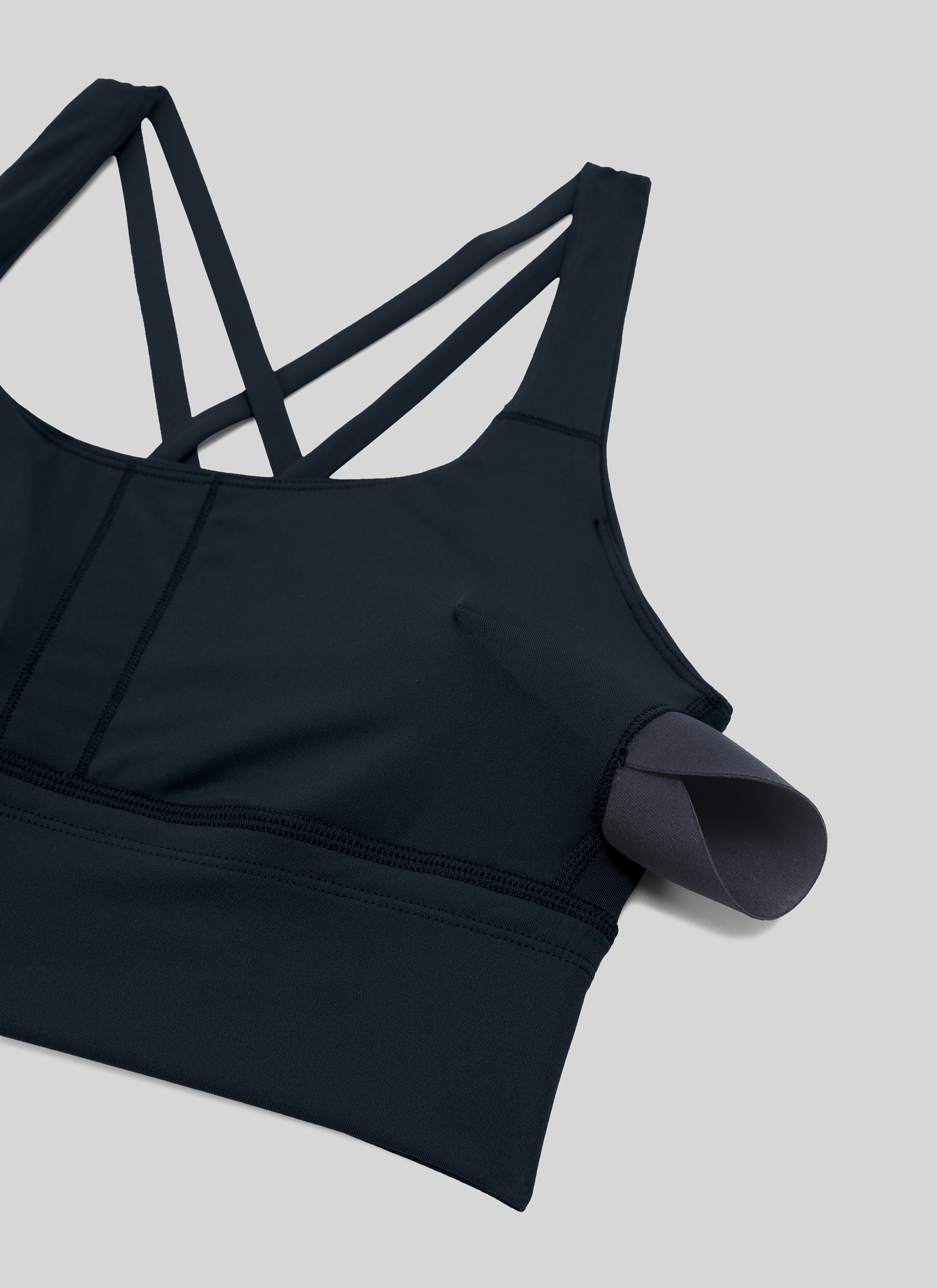 CRZ YOGA Nakedfeel Sujetador Largo con Tirantes y Espalda Cruzada para Mujer True Navy