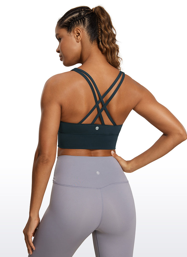 CRZ YOGA Nakedfeel Sujetador Largo con Tirantes y Espalda Cruzada para Mujer True Navy