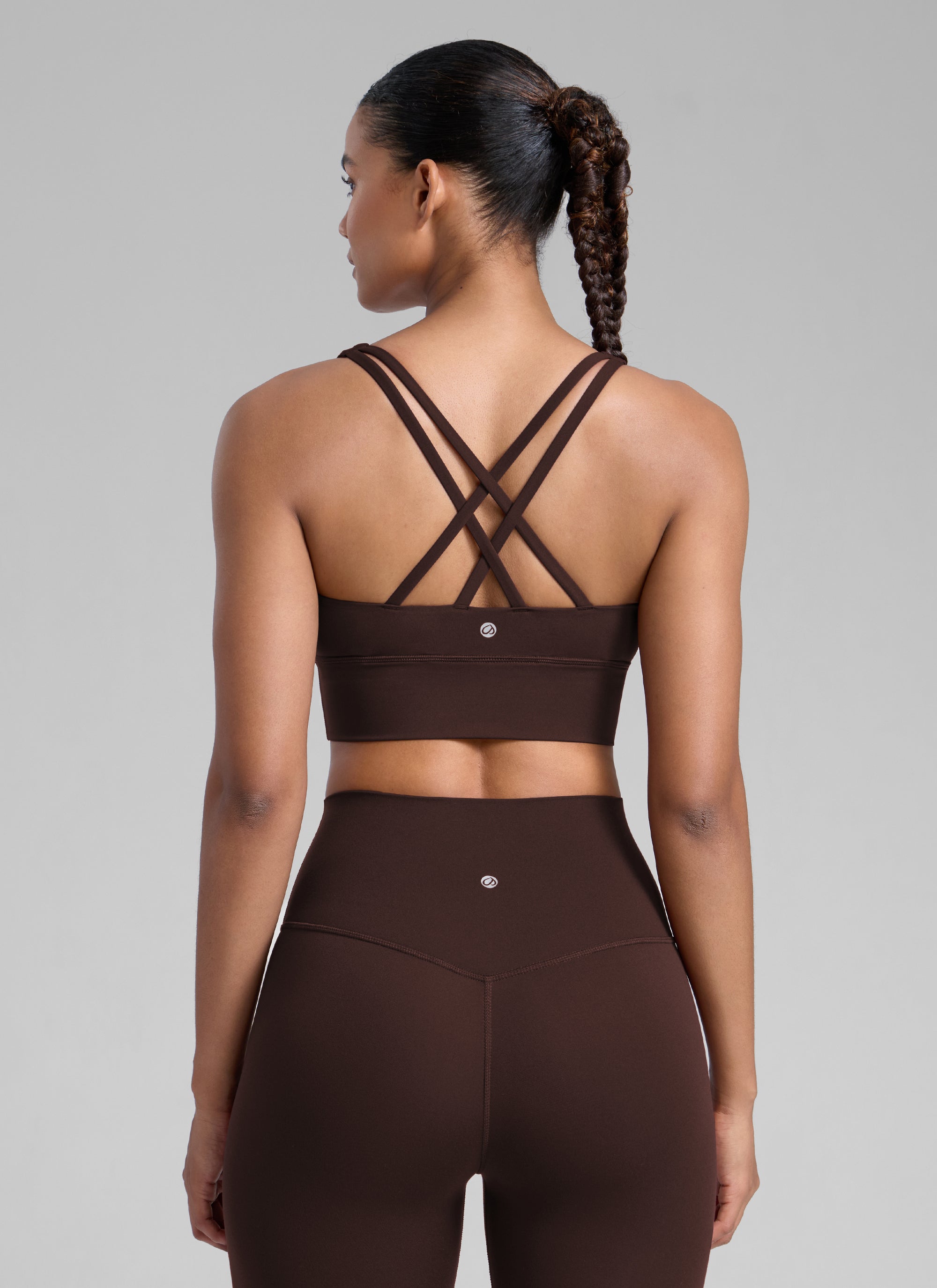 CRZ YOGA Nakedfeel Sujetador Largo con Tirantes y Espalda Cruzada para Mujer Marrón Fudge Caliente