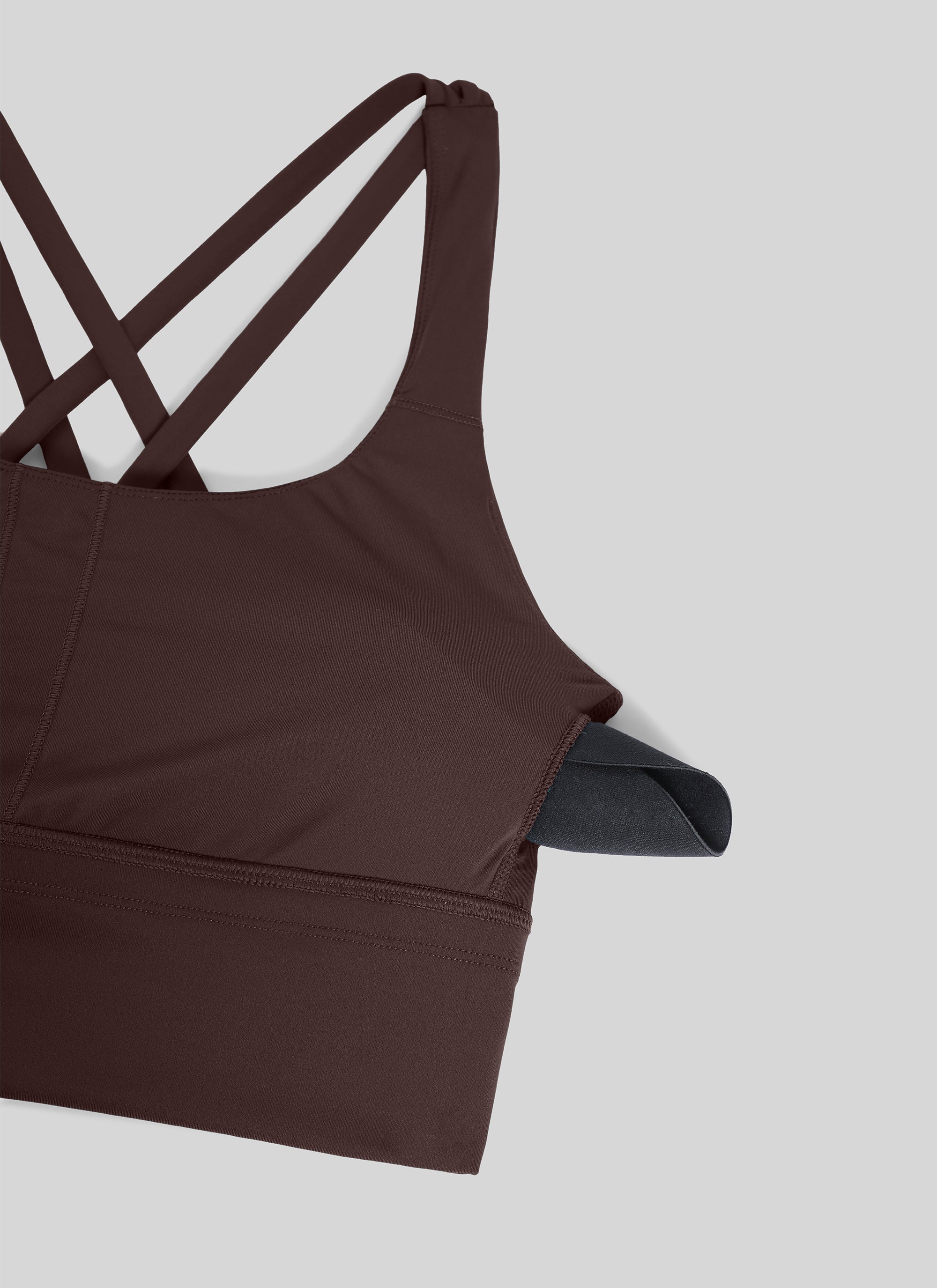 CRZ YOGA Nakedfeel Sujetador Largo con Tirantes y Espalda Cruzada para Mujer Marrón Fudge Caliente