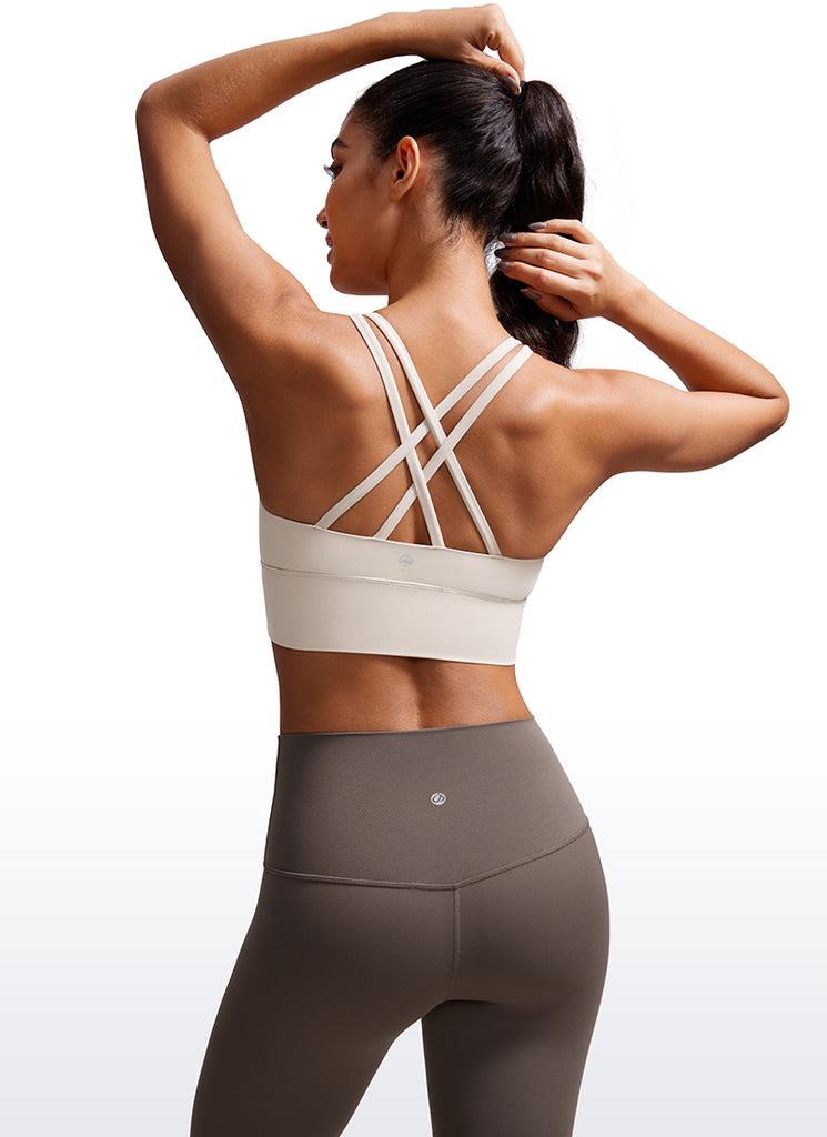 CRZ YOGA Nakedfeel Sujetador Largo con Tirantes y Espalda Cruzada para Mujer blanco