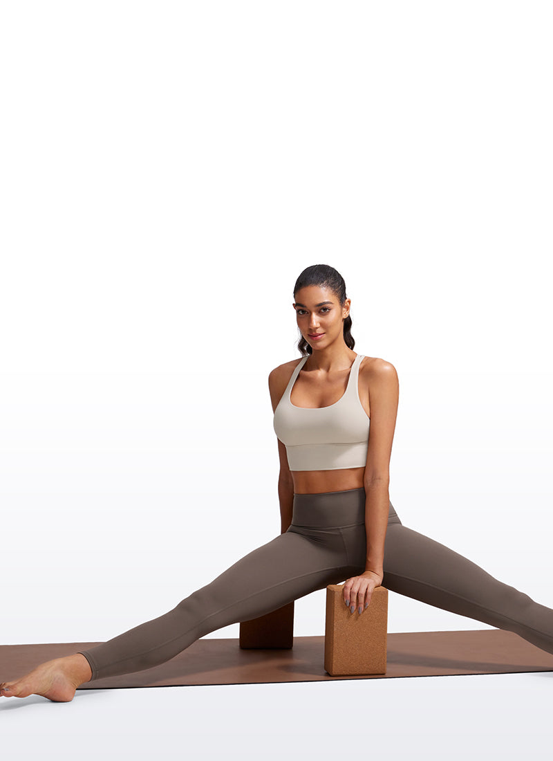 CRZ YOGA Nakedfeel Sujetador Largo con Tirantes y Espalda Cruzada para Mujer Bronceado Mojave