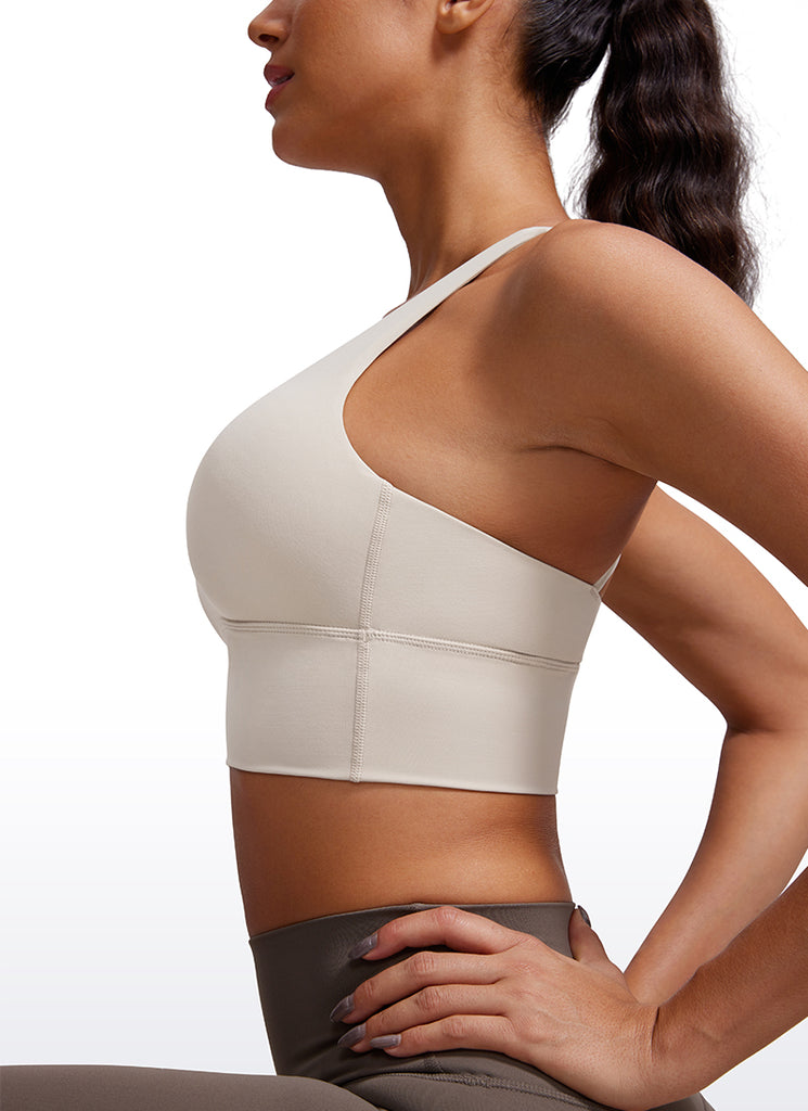 CRZ YOGA Nakedfeel Sujetador Largo con Tirantes y Espalda Cruzada para Mujer Bronceado Mojave