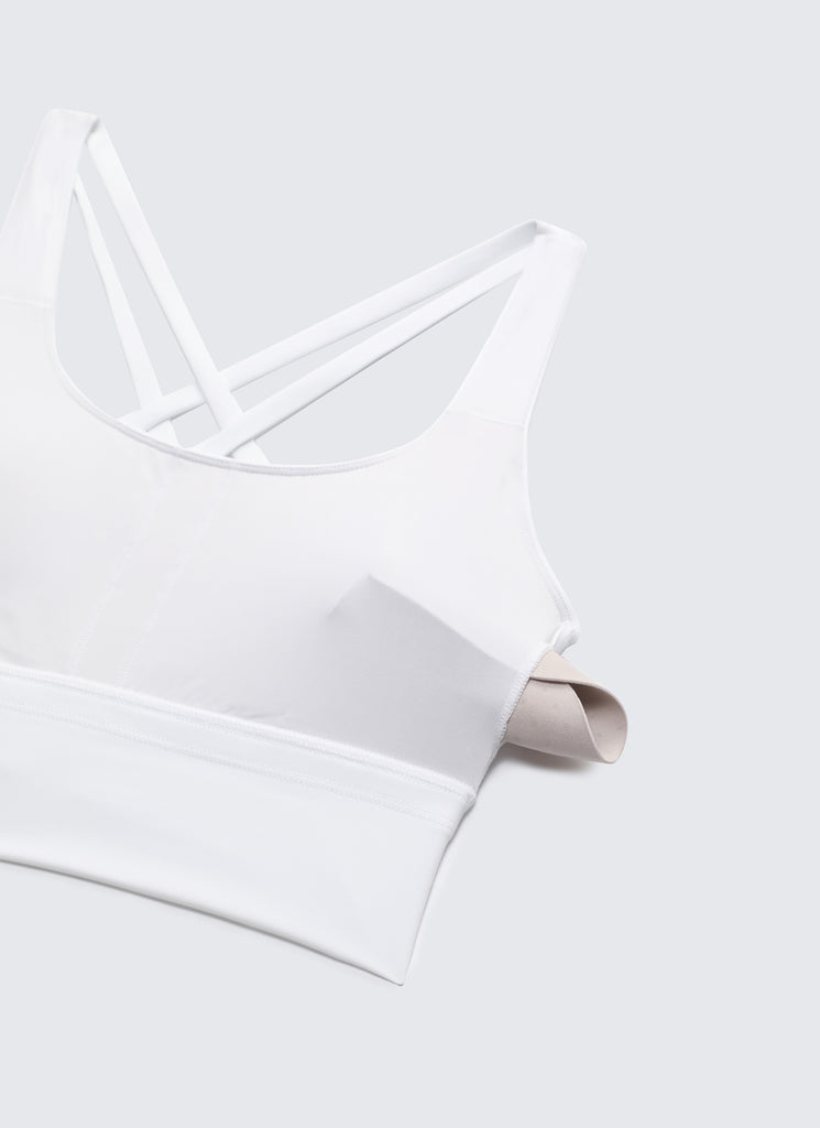 CRZ YOGA Nakedfeel Sujetador Largo con Tirantes y Espalda Cruzada para Mujer blanco