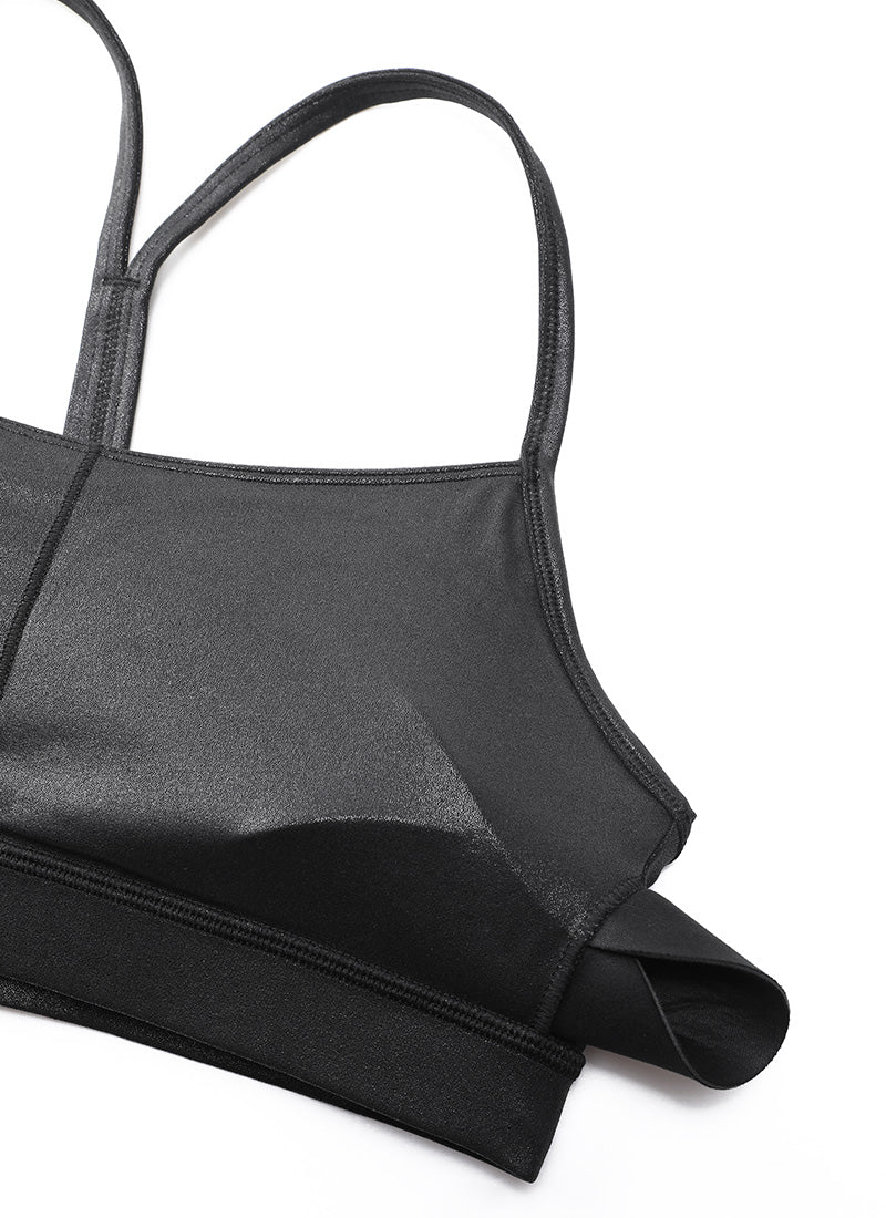 CRZ YOGA Butterluxe Sujetador Deportivo con Espalda en Y para Mujer Cuero clásico negro