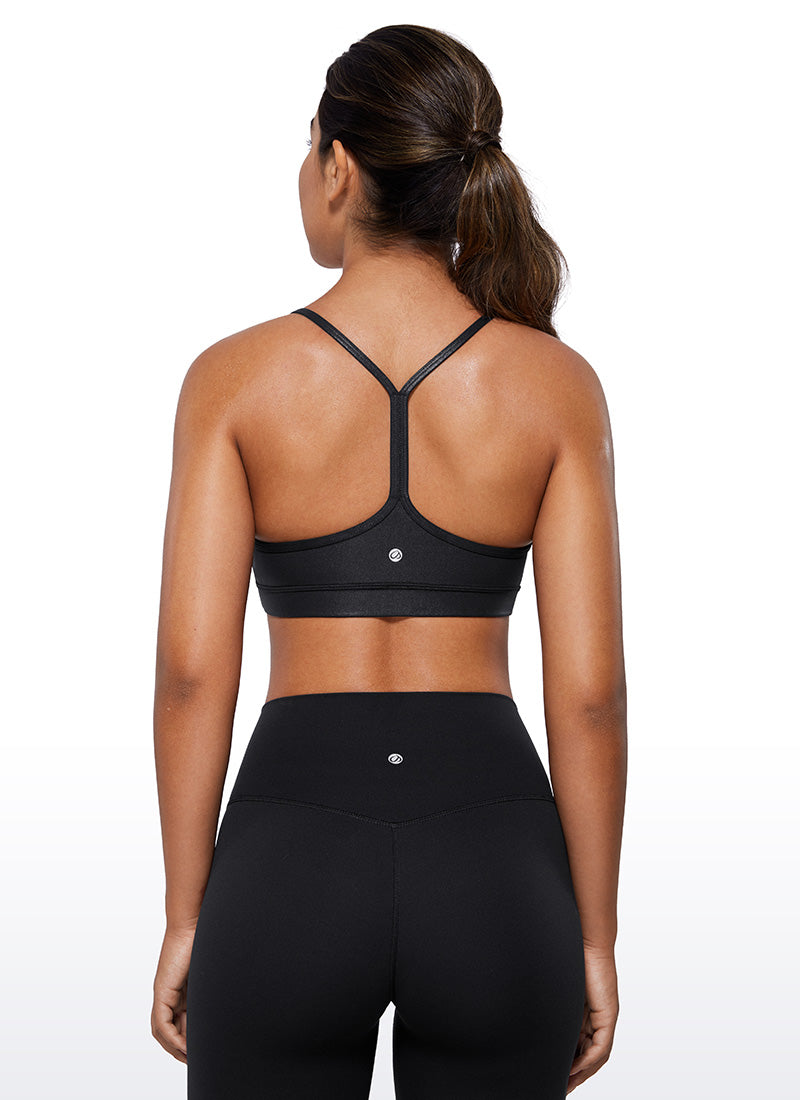 CRZ YOGA Butterluxe Sujetador Deportivo con Espalda en Y para Mujer Cuero clásico negro