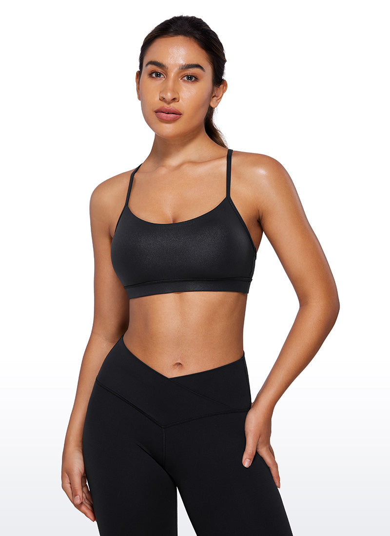 CRZ YOGA Butterluxe Sujetador Deportivo con Espalda en Y para Mujer Cuero clásico negro