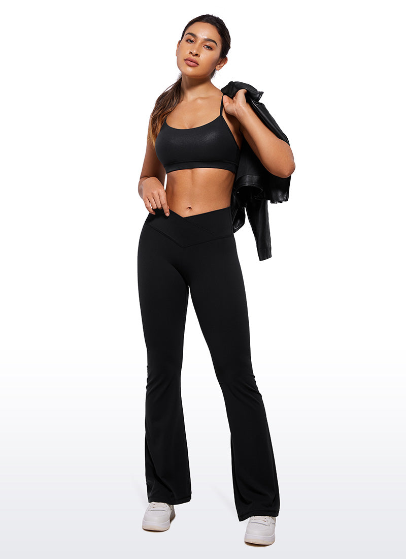 CRZ YOGA Butterluxe Sujetador Deportivo con Espalda en Y para Mujer Cuero clásico negro