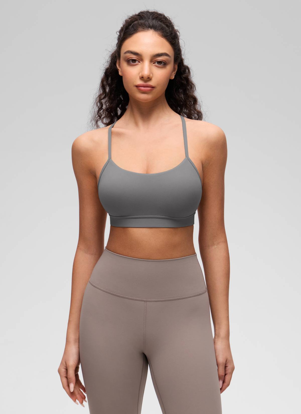 CRZ YOGA Butterluxe Sujetador Deportivo con Espalda en Y para Mujer Gris ceniza