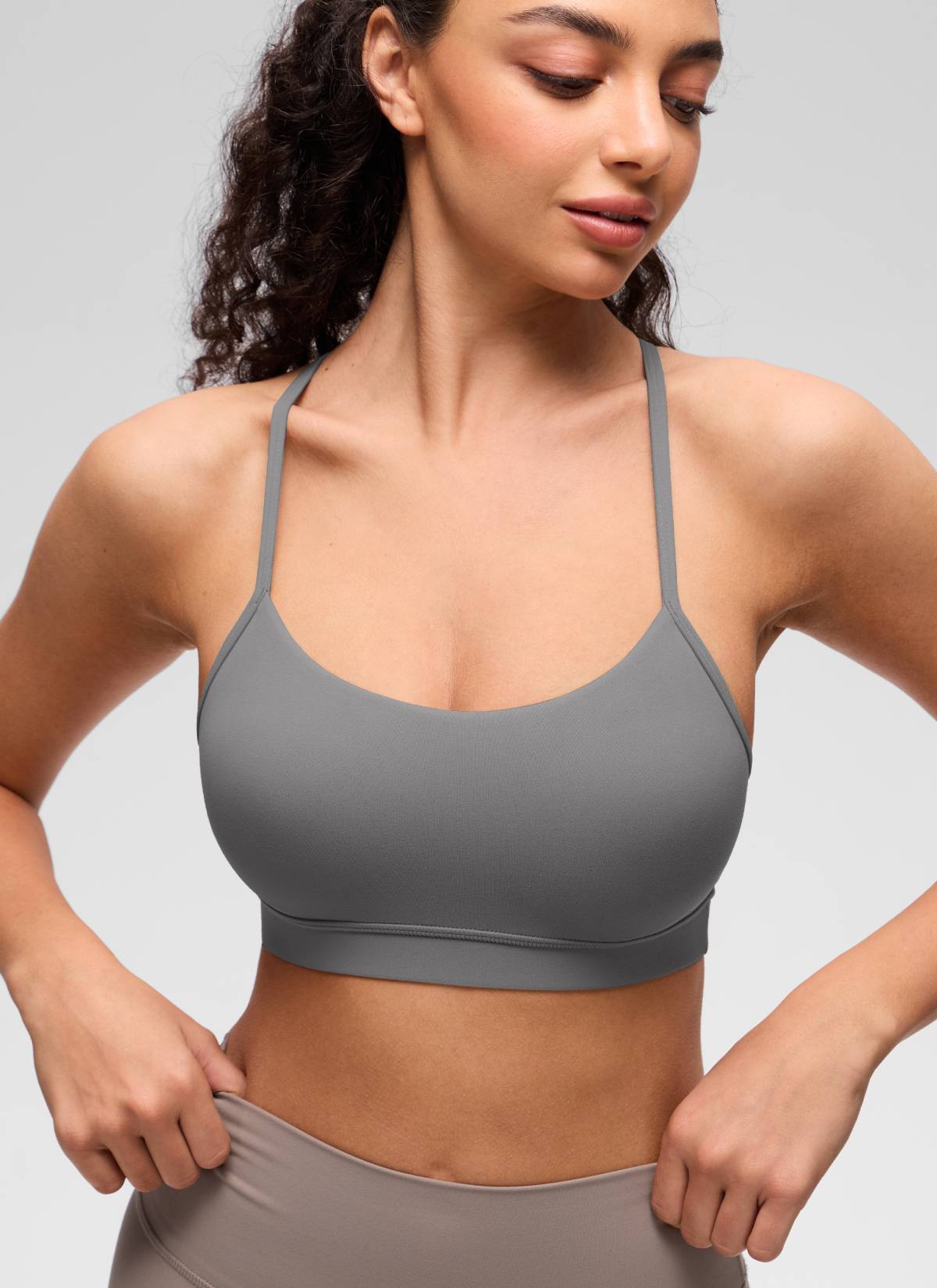 CRZ YOGA Butterluxe Sujetador Deportivo con Espalda en Y para Mujer Gris ceniza