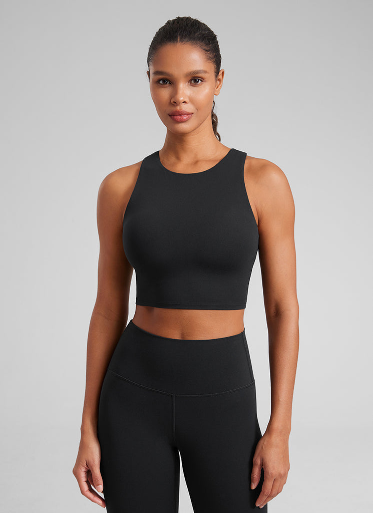 CRZ YOGA Butterluxe Camiseta sin Mangas con Espalda Cruzada para Mujer Verde Oliva