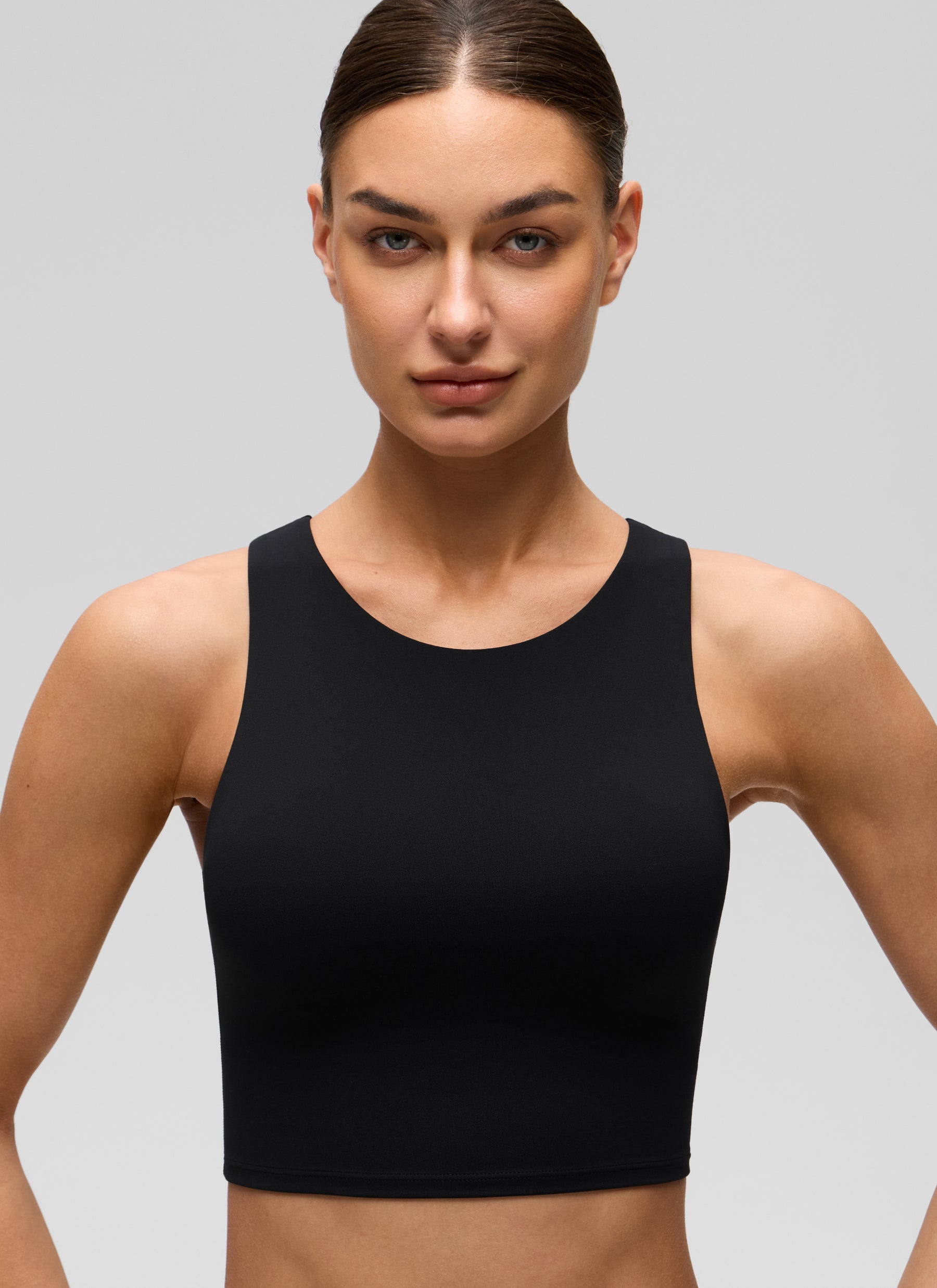 CRZ YOGA Butterluxe Camiseta sin Mangas con Espalda Cruzada para Mujer Negro