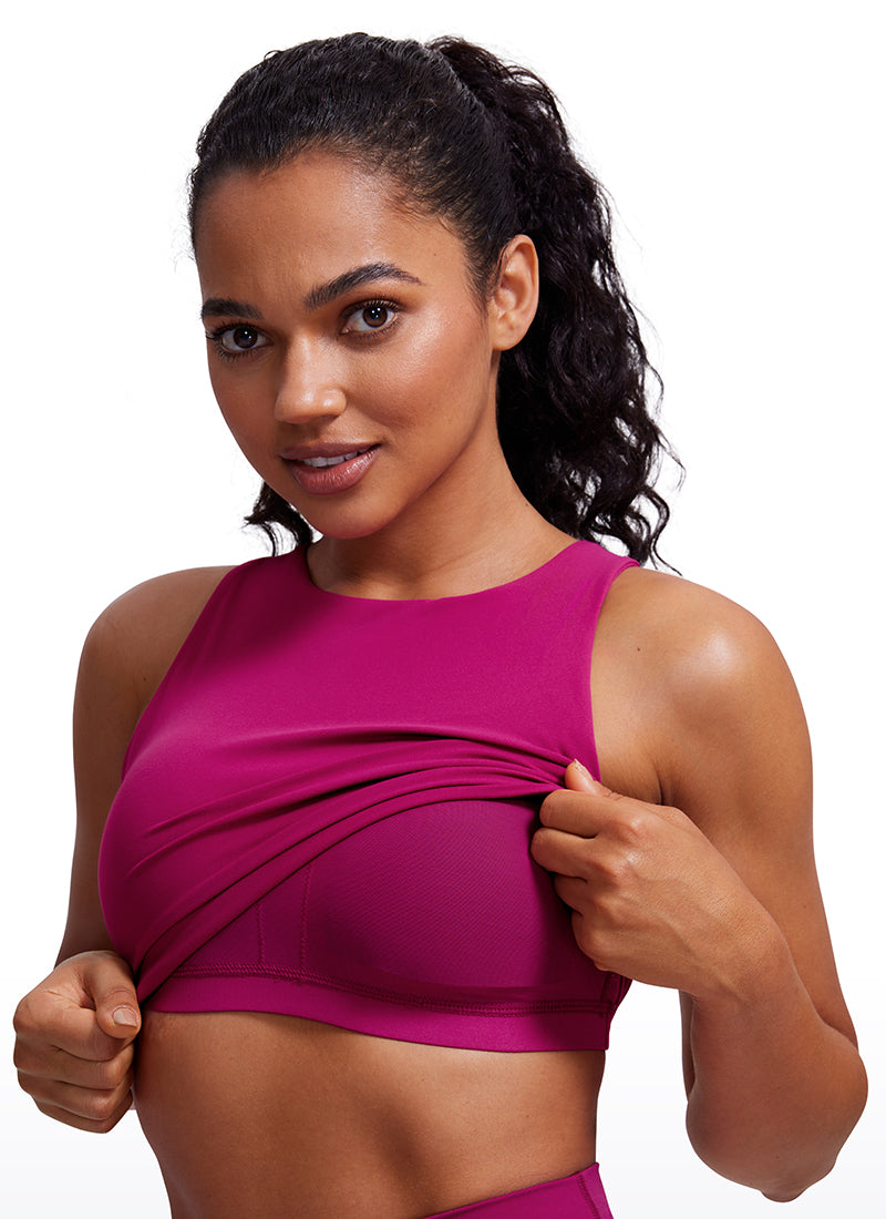 CRZ YOGA Butterluxe Camiseta sin Mangas con Espalda Cruzada para Mujer Magenta Púrpura