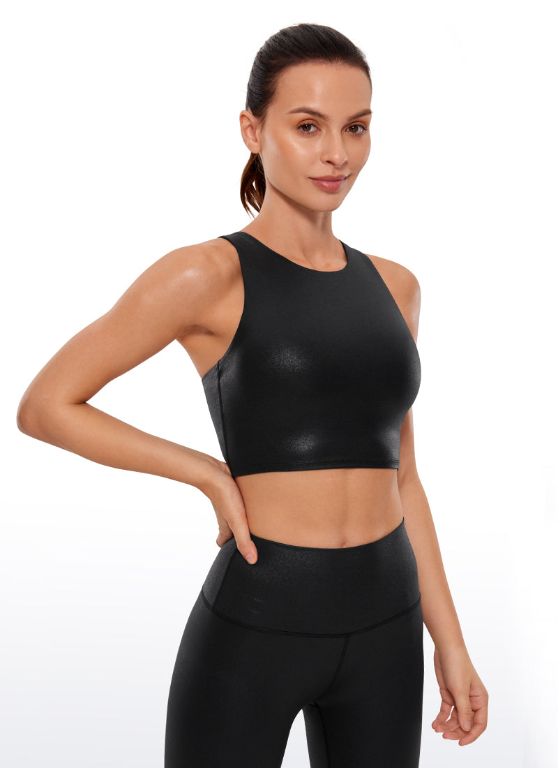 CRZ YOGA Butterluxe Camiseta sin Mangas con Espalda Cruzada para Mujer Cuero clásico negro