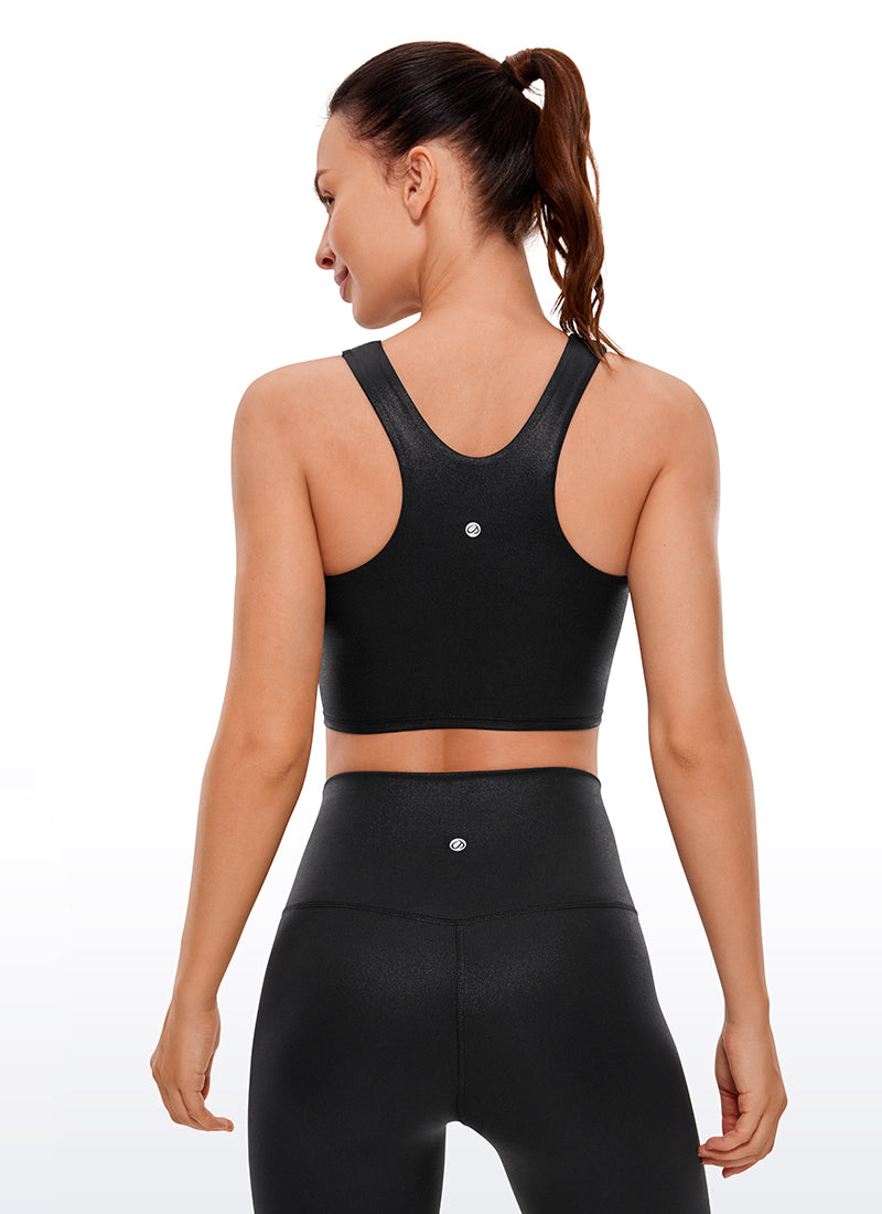 CRZ YOGA Butterluxe Camiseta sin Mangas con Espalda Cruzada para Mujer Cuero clásico negro