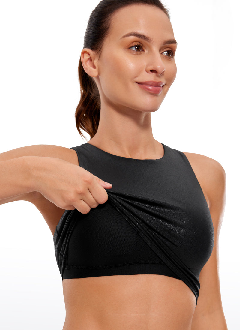 CRZ YOGA Butterluxe Camiseta sin Mangas con Espalda Cruzada para Mujer Cuero clásico negro
