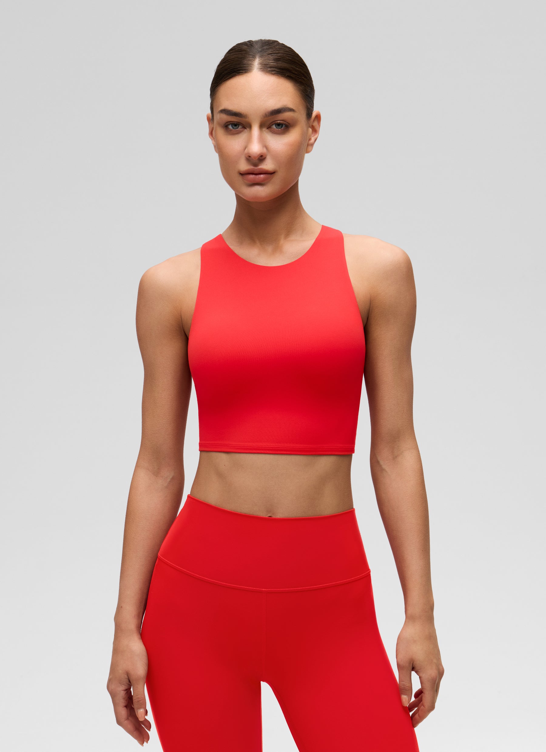 CRZ YOGA Butterluxe Camiseta sin Mangas con Espalda Cruzada para Mujer Rojo Profundo
