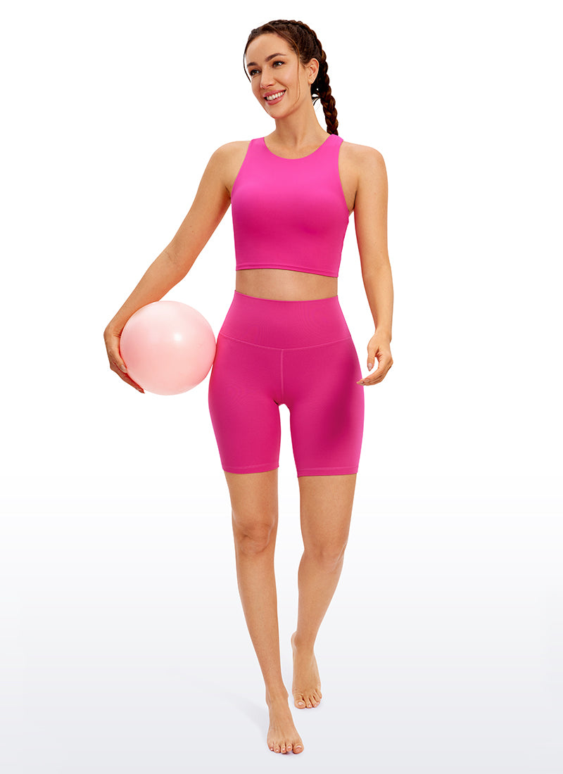 CRZ YOGA Butterluxe Camiseta sin Mangas con Espalda Cruzada para Mujer Púrpura Hibisco