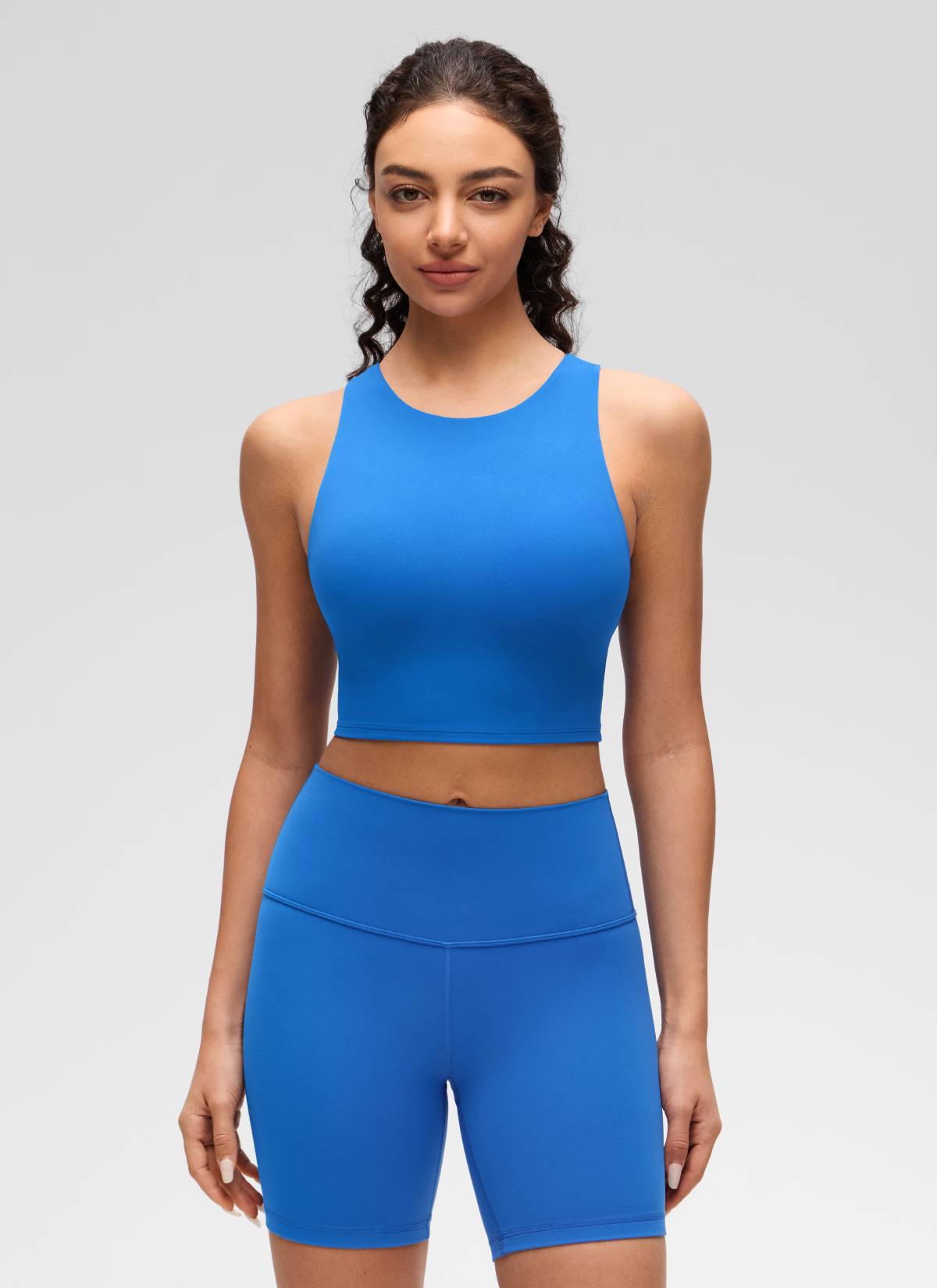 CRZ YOGA Butterluxe Camiseta sin Mangas con Espalda Cruzada para Mujer Azul Destello
