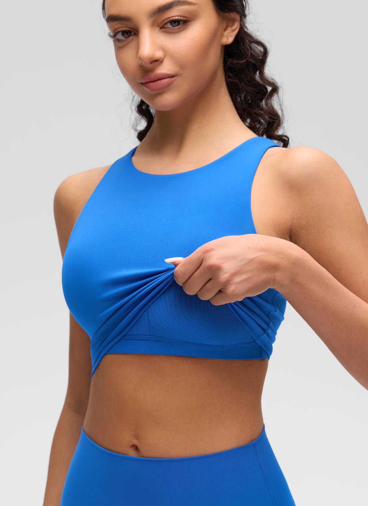 CRZ YOGA Butterluxe Camiseta sin Mangas con Espalda Cruzada para Mujer Azul Destello