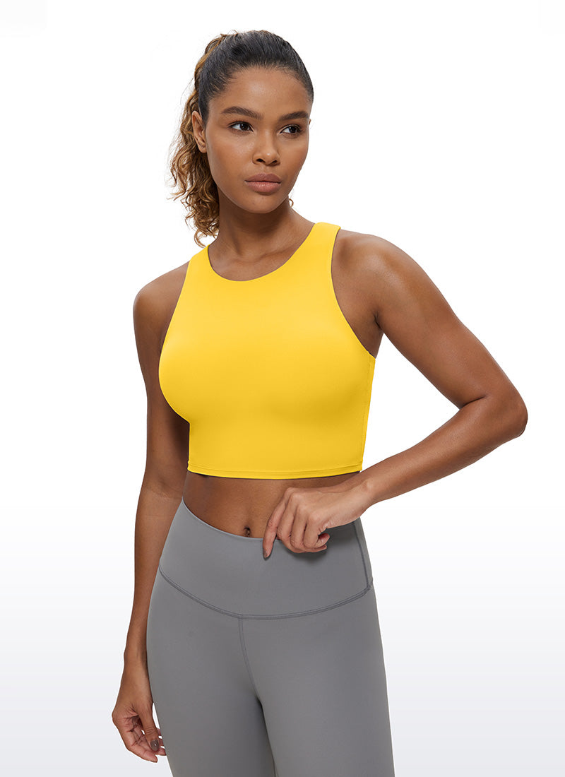 CRZ YOGA Butterluxe Camiseta sin Mangas con Espalda Cruzada para Mujer Amarillo Alta Visibilidad