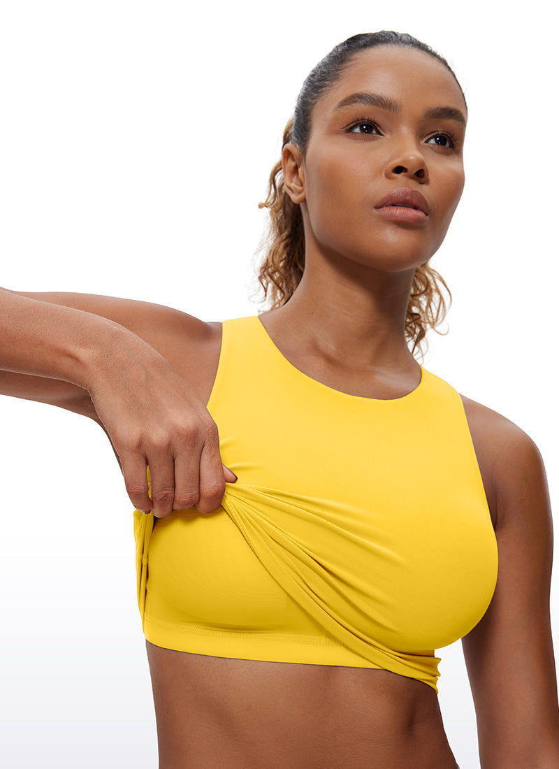 CRZ YOGA Butterluxe Camiseta sin Mangas con Espalda Cruzada para Mujer Amarillo Alta Visibilidad