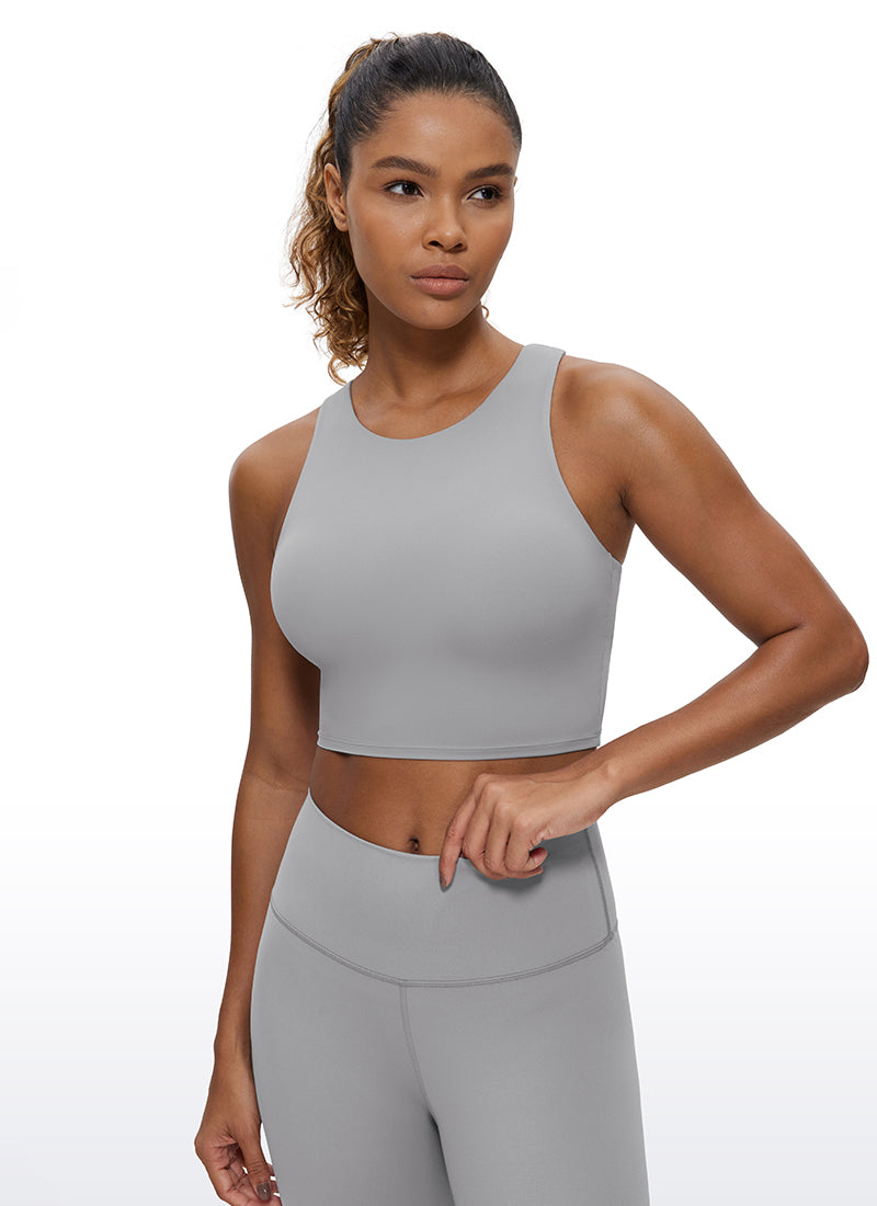 CRZ YOGA Butterluxe Camiseta sin Mangas con Espalda Cruzada para Mujer Gris Rinoceronte