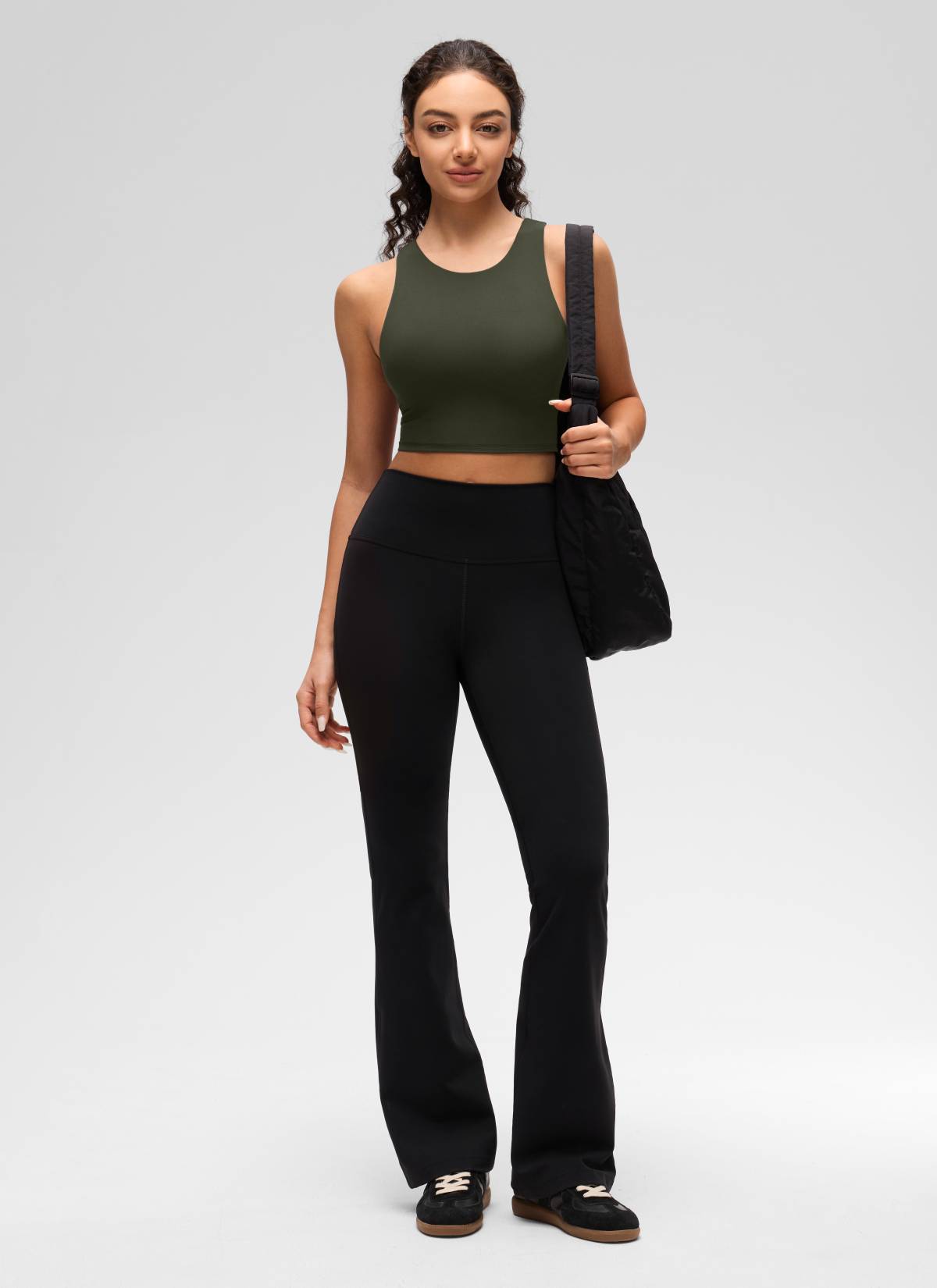 CRZ YOGA Butterluxe Camiseta sin Mangas con Espalda Cruzada para Mujer Verde Oliva