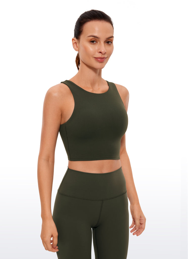 CRZ YOGA Butterluxe Camiseta sin Mangas con Espalda Cruzada para Mujer Verde Oliva