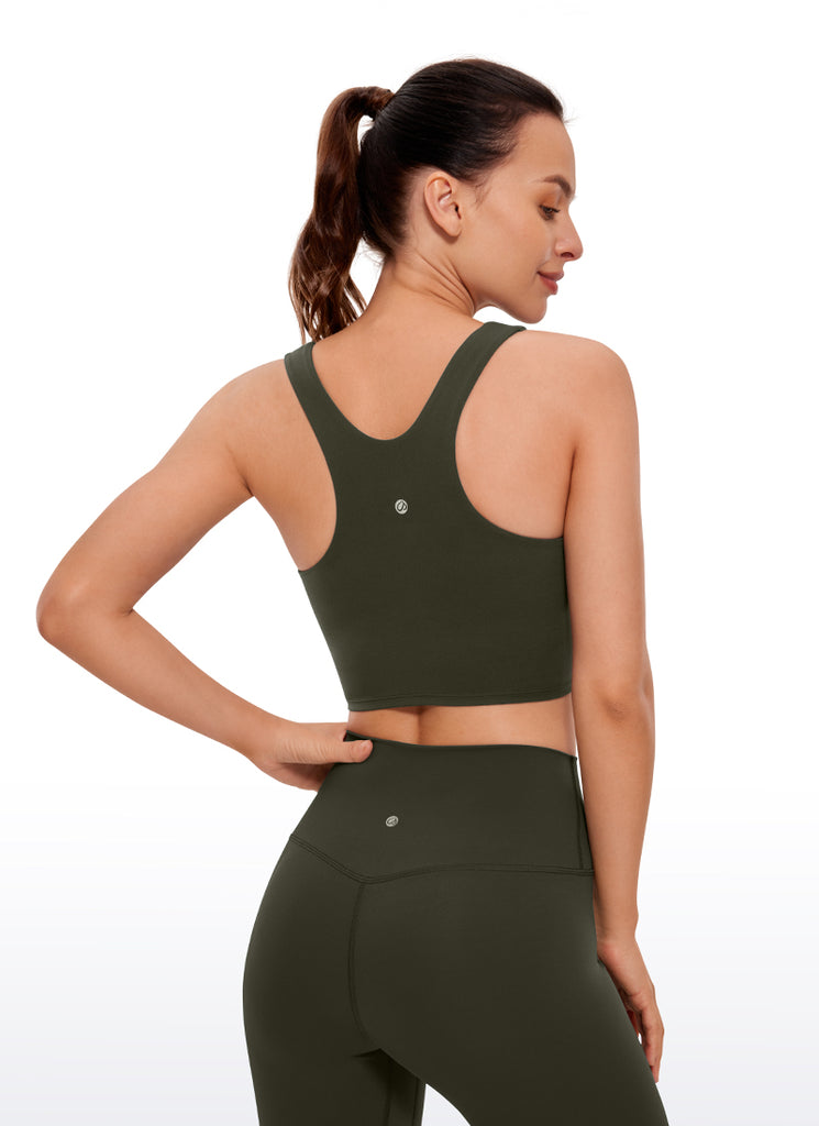 CRZ YOGA Butterluxe Camiseta sin Mangas con Espalda Cruzada para Mujer Verde Oliva