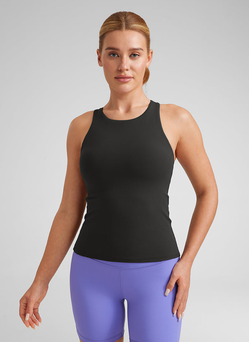 CRZ YOGA Butterluxe Camiseta con Espalda Cruzada y Estampado para Mujer Negro