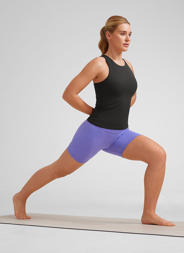 CRZ YOGA Butterluxe Camiseta con Espalda Cruzada y Estampado para Mujer Negro